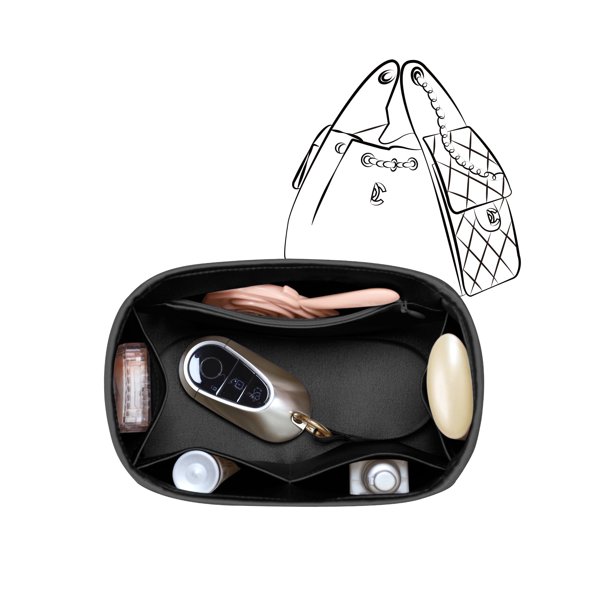 Silky Purse Insert Organizer 3 Set for Chanel 25C Hobo Bags, Silk Touch Bag Organizer, Luxury Handbag Shaper,Lightweight