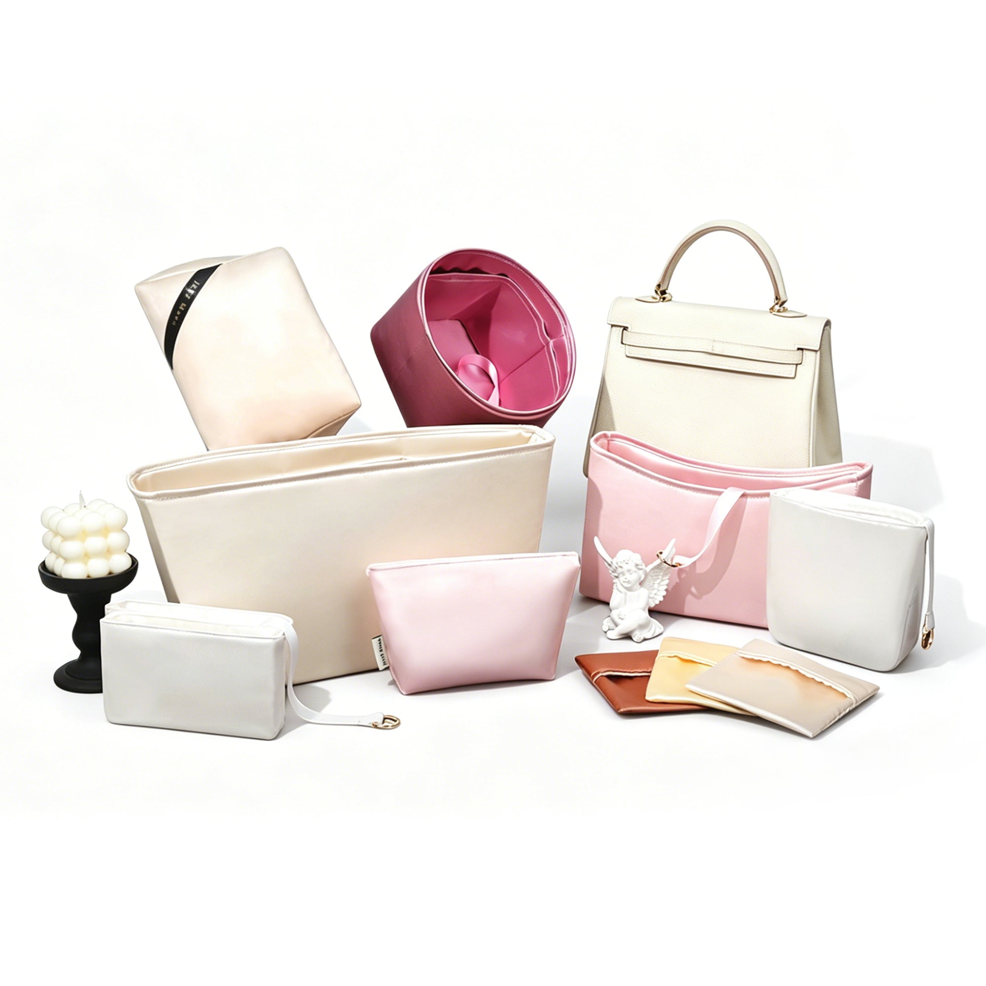 Customized Premium Silk Purse Organizer Insert, Smooth Touch & Lightweight，Luxury Handbag Organizer with Gift Box
