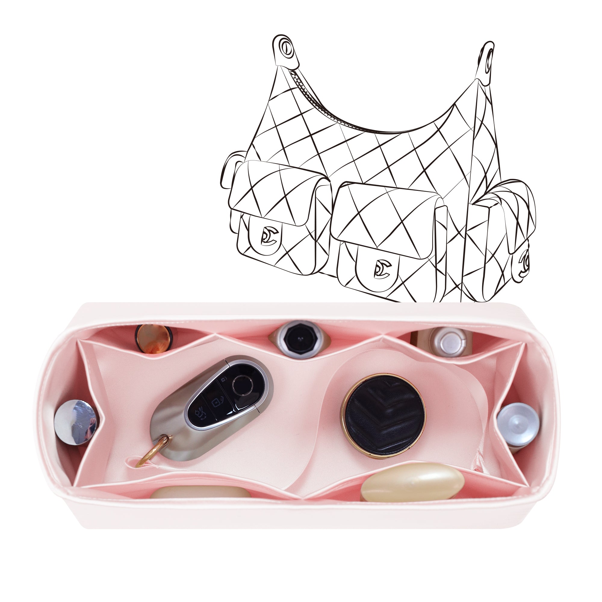 Silky Purse Insert Organizer 3 Set for Chanel 25C Hobo Bags, Silk Touch Bag Organizer, Luxury Handbag Shaper,Lightweight