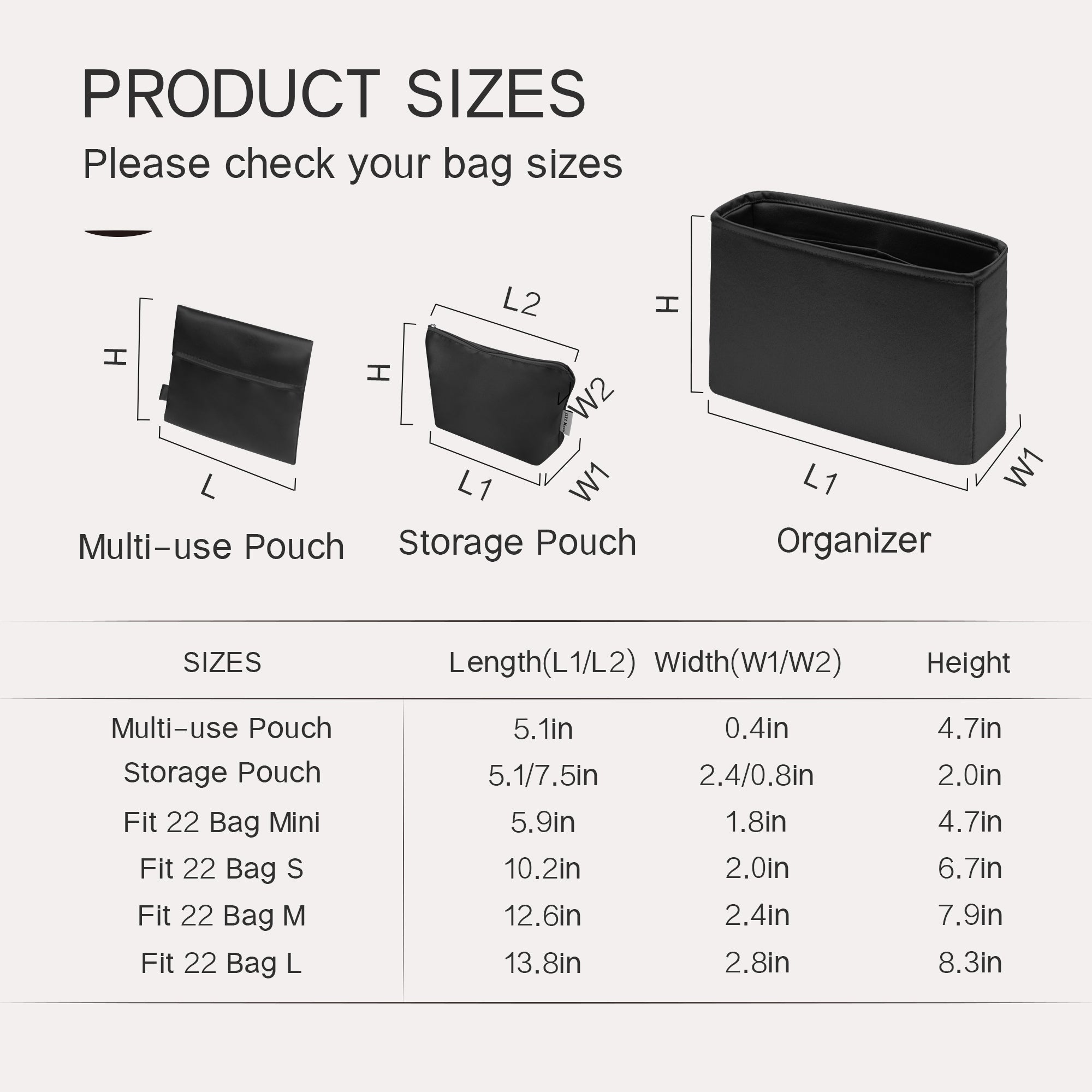 Silky Purse Insert Organizer 3 Set for Chanel 25p Hobo/22Bag/31bag/22BackpackGST/PST