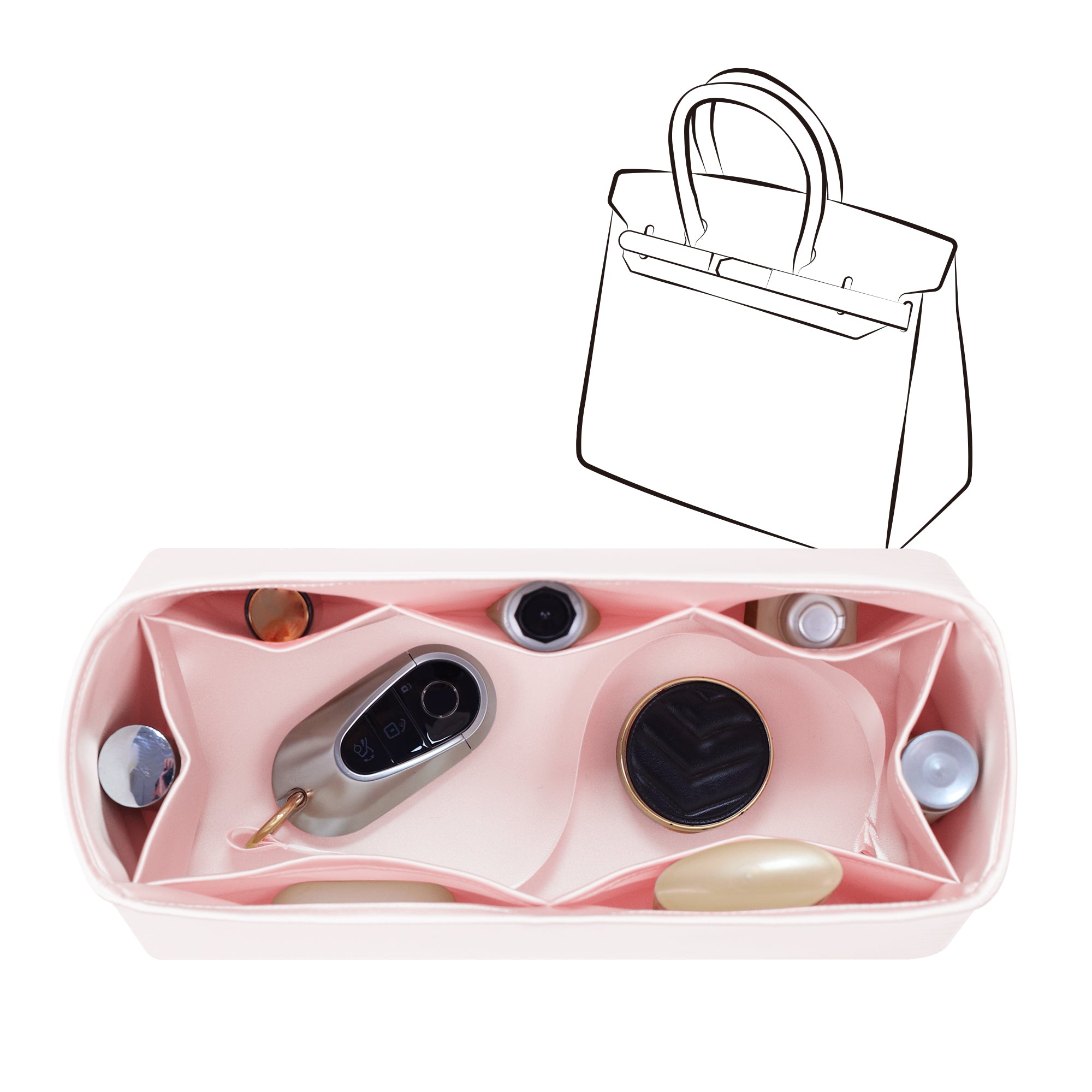 Silky Bag Insert Organizer 3 Set Fit for Birkin 25/30/35, Silk Liner and Storage Pouch