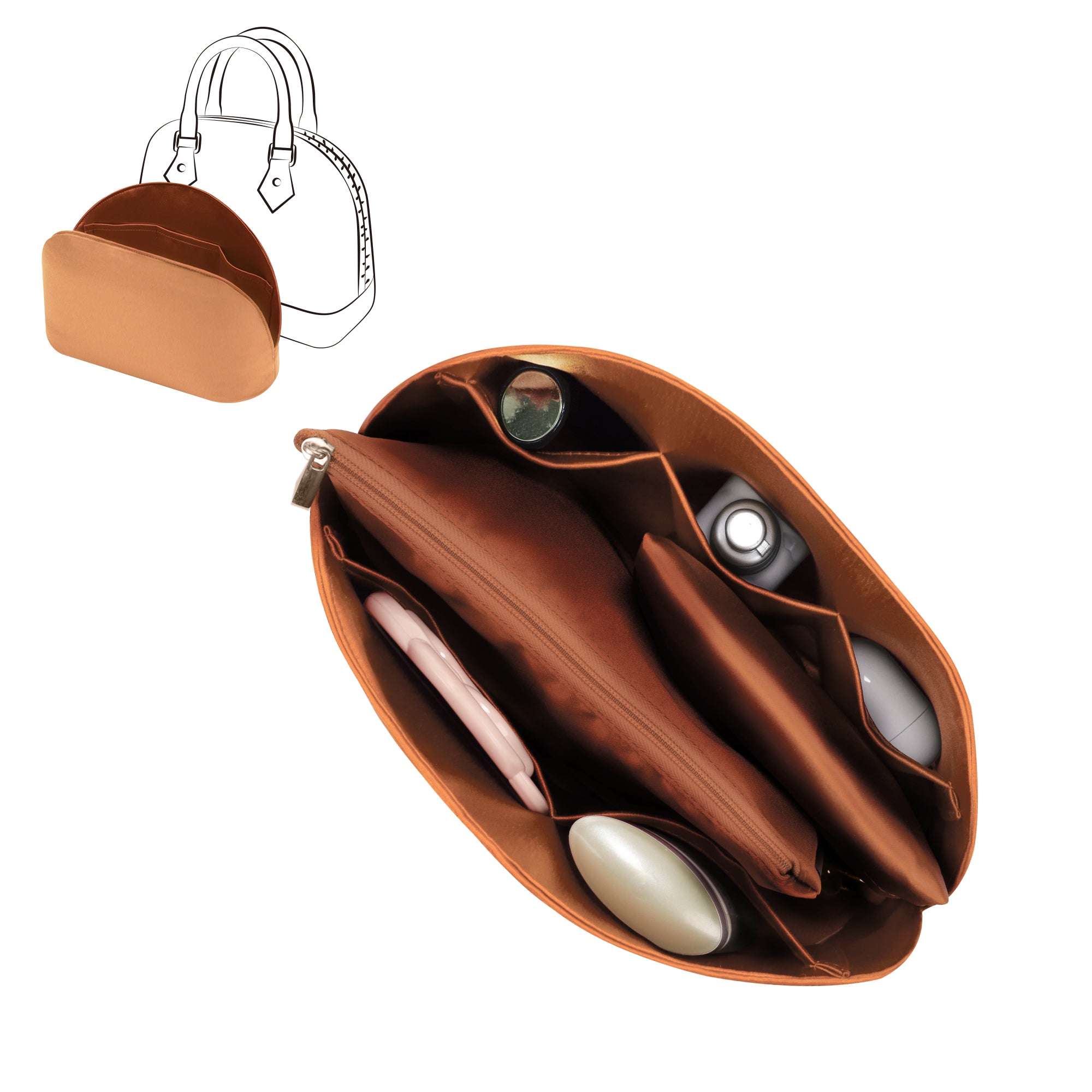 Silky Purse Insert Organizer 3 Set for Alma Bags, Silk Touch Bag Organizer, Luxury Handbag Shaper,Lightweight