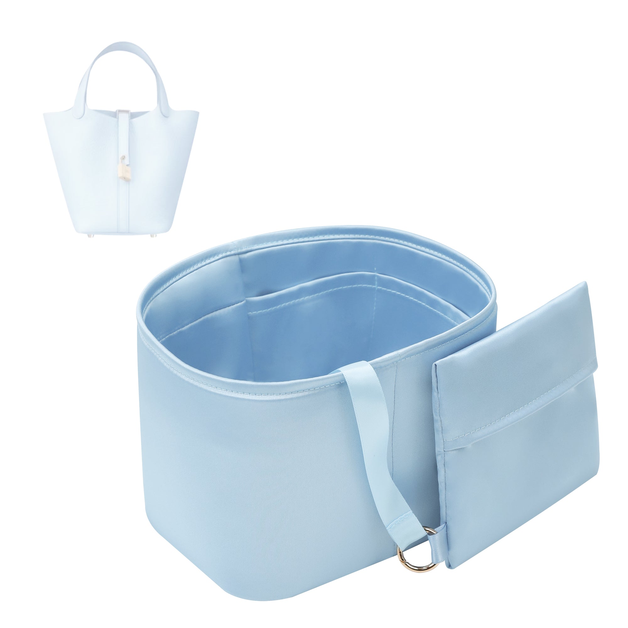 Silky Bag Insert Organizer 2 Set Fit for Picotin 18/22, Silk Liner and Storage Pouch, Fit for Hermes Picotin 18/22