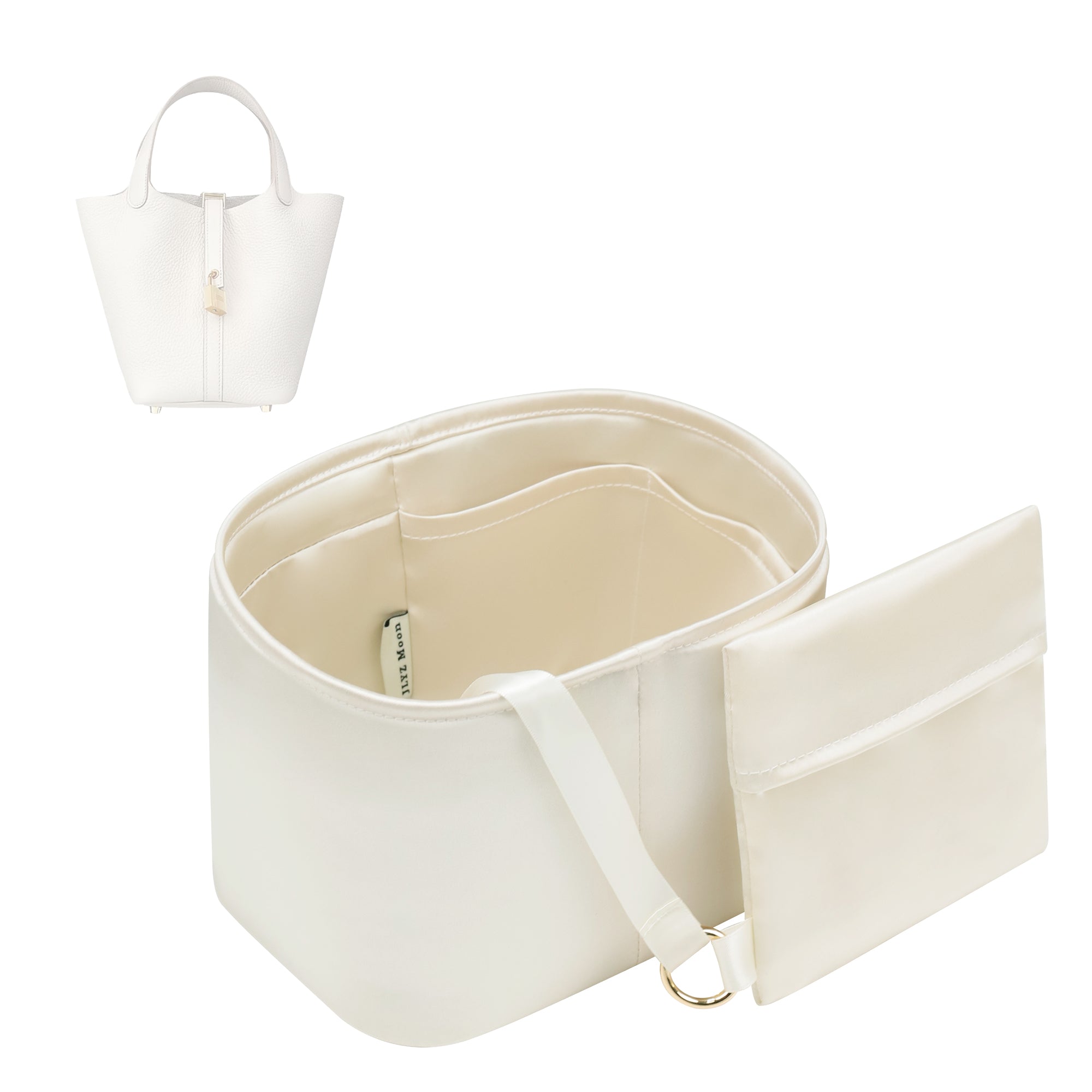 Silky Bag Insert Organizer 2 Set Fit for Picotin 18/22, Silk Liner and Storage Pouch, Fit for Hermes Picotin 18/22