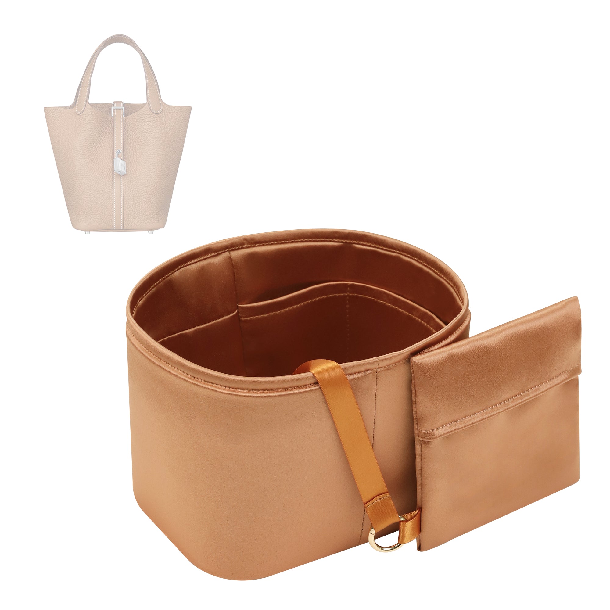 Silky Bag Insert Organizer 2 Set Fit for Picotin 18/22, Silk Liner and Storage Pouch, Fit for Hermes Picotin 18/22