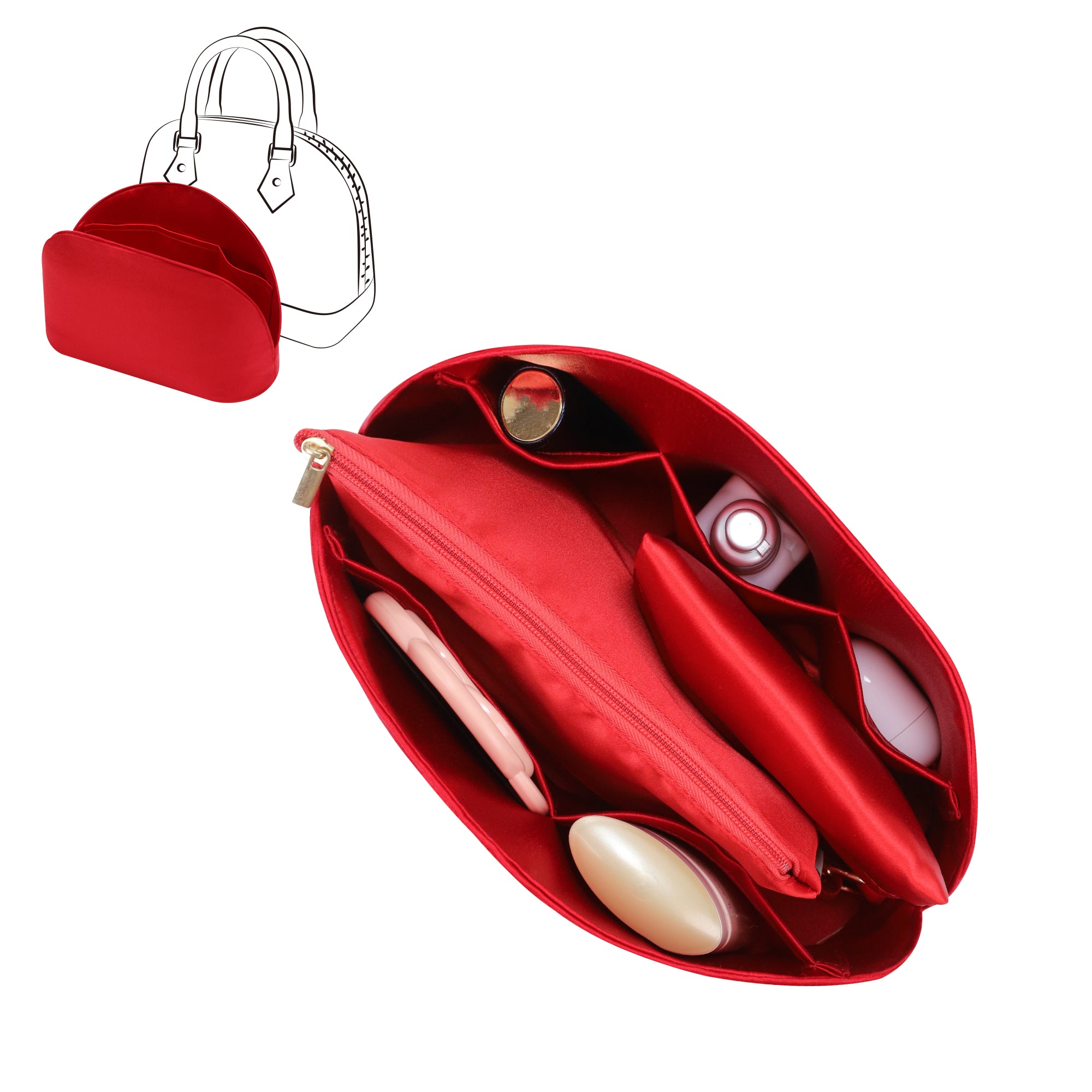 Silky Purse Insert Organizer 3 Set for Alma Bags, Silk Touch Bag Organizer, Luxury Handbag Shaper,Lightweight