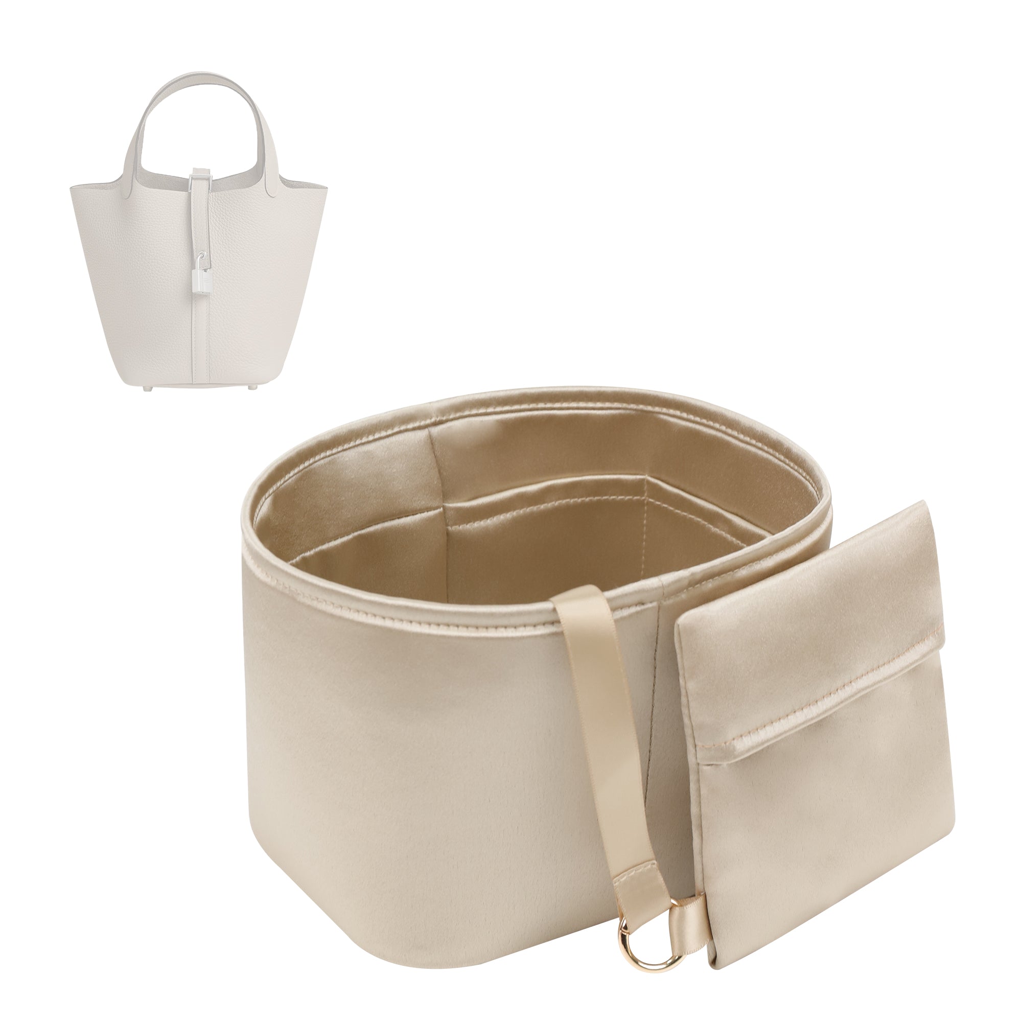Silky Bag Insert Organizer 2 Set Fit for Picotin 18/22, Silk Liner and Storage Pouch, Fit for Hermes Picotin 18/22