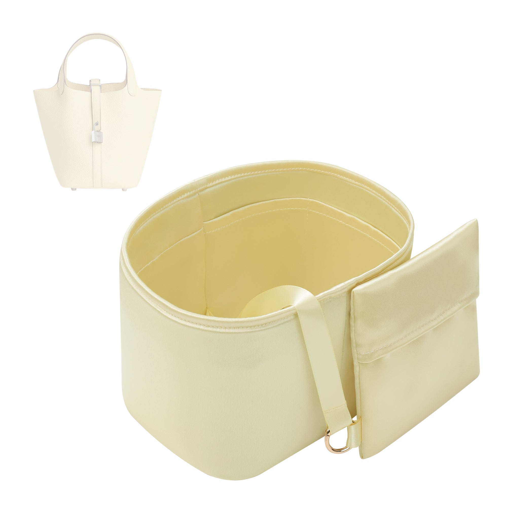 Silky Bag Insert Organizer 2 Set Fit for Picotin 18/22, Silk Liner and Storage Pouch, Fit for Hermes Picotin 18/22
