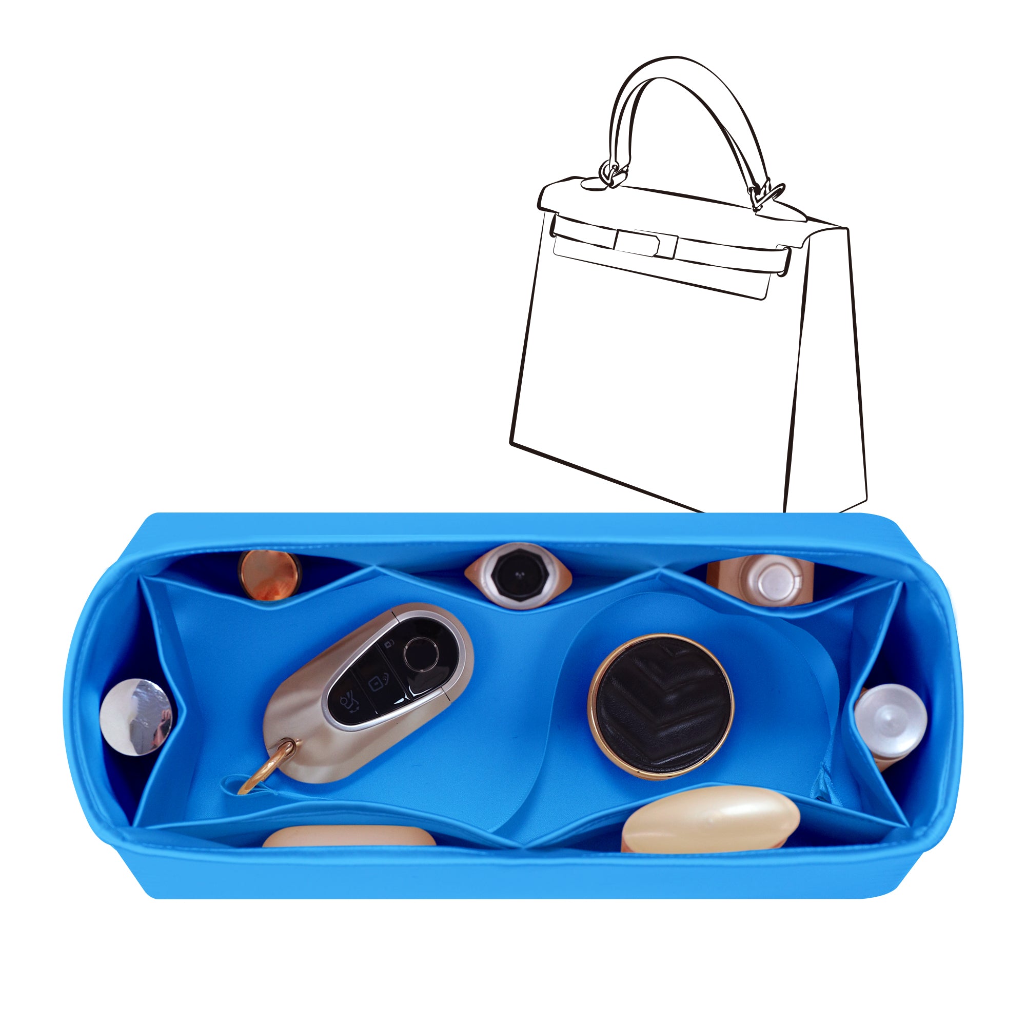 Silky Bag Insert Organizer 3 Set Fit for Kelly Pochette/Mini II/20/Danse/2424 mini, Silk Liner and Storage Pouch