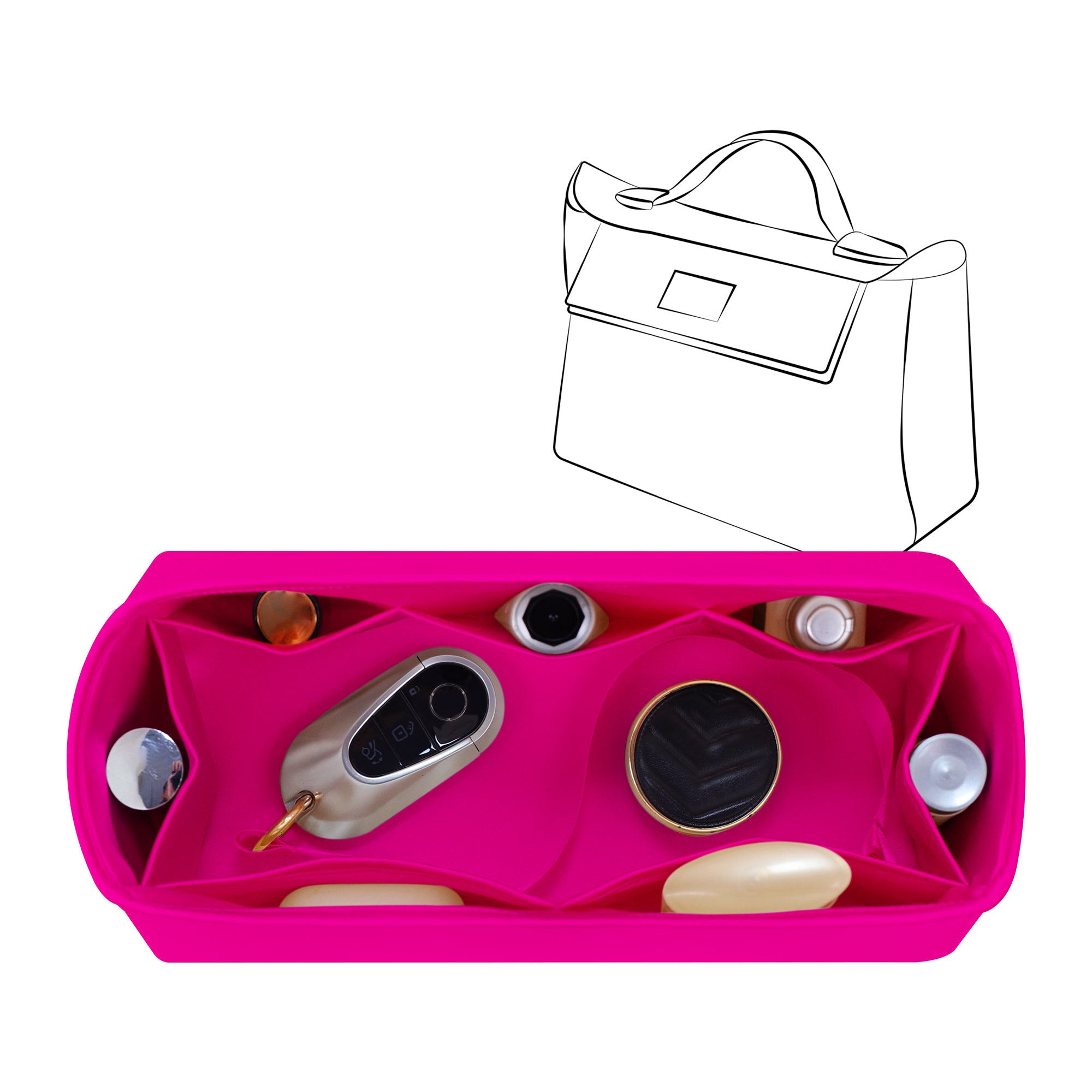 Silky Bag Insert Organizer 3 Set Fit for Kelly Pochette/Mini II/20/Danse/2424 mini, Silk Liner and Storage Pouch