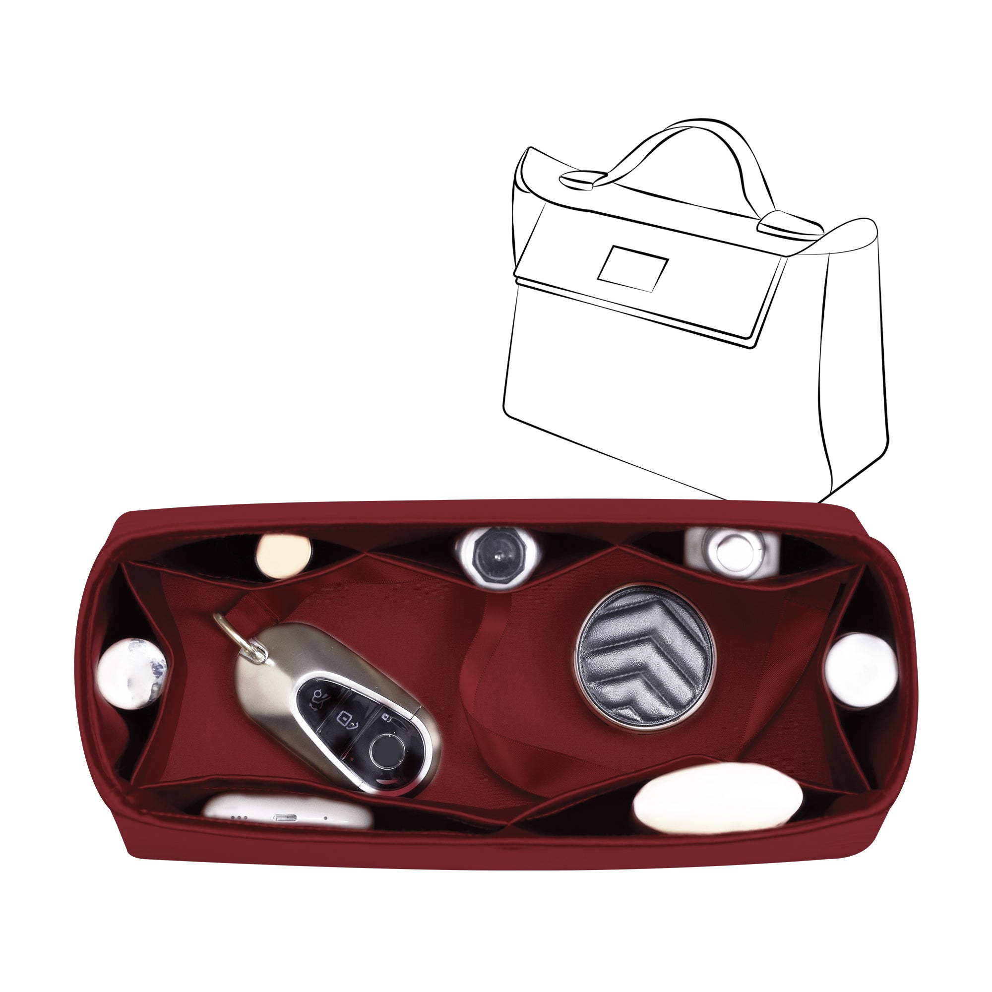 Silky Bag Insert Organizer 3 Set Fit for Kelly Pochette/Mini II/20/Danse/2424 mini, Silk Liner and Storage Pouch