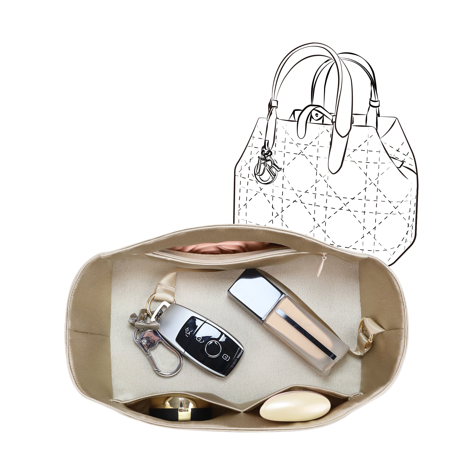 Silky Purse Insert Organizer 3 Set for Toujours Bags, Silk Touch Bag Organizer, Luxury Handbag Shaper,Lightweight and Soft Touch