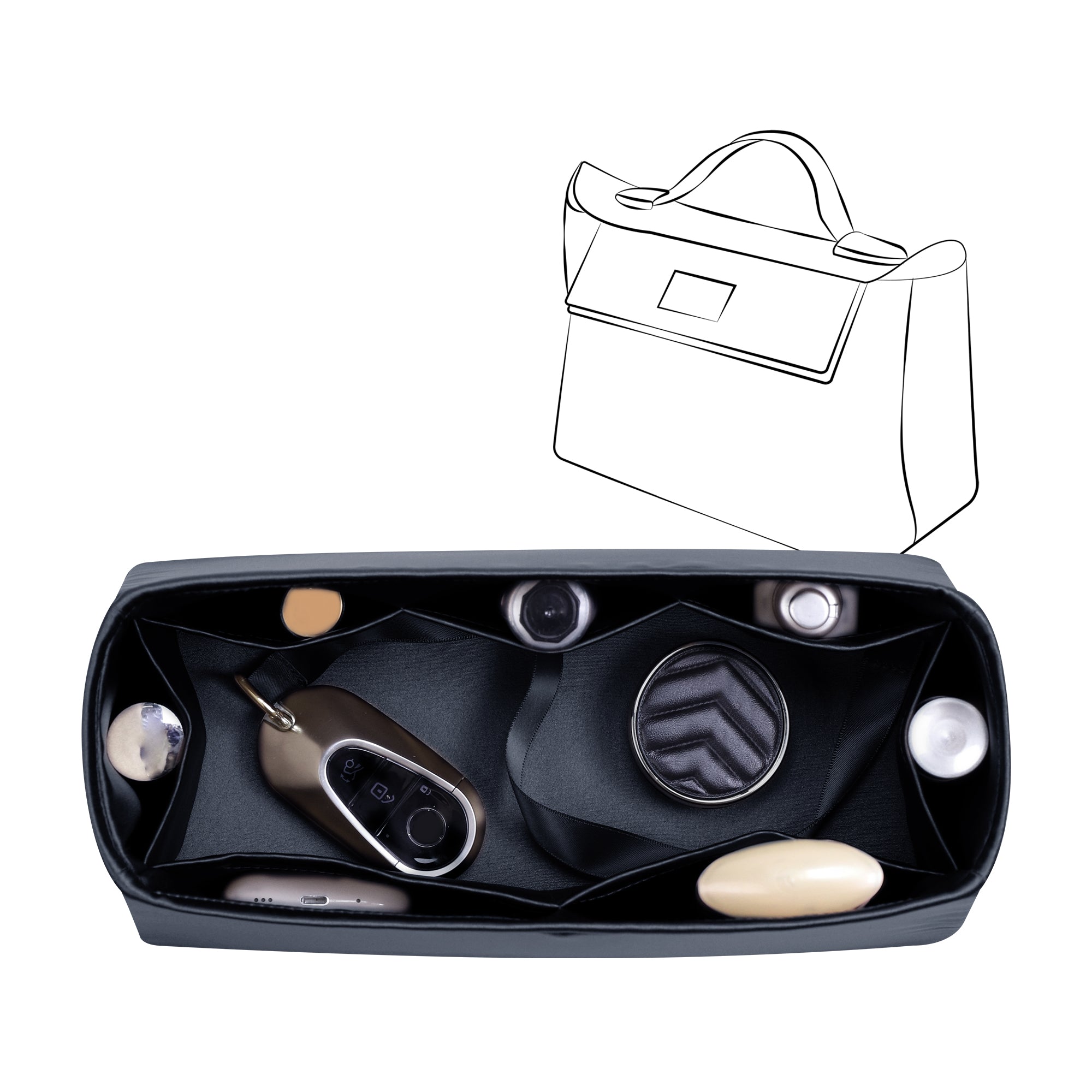 Silky Bag Insert Organizer 3 Set Fit for Kelly Pochette/Mini II/20/Danse/2424 mini, Silk Liner and Storage Pouch