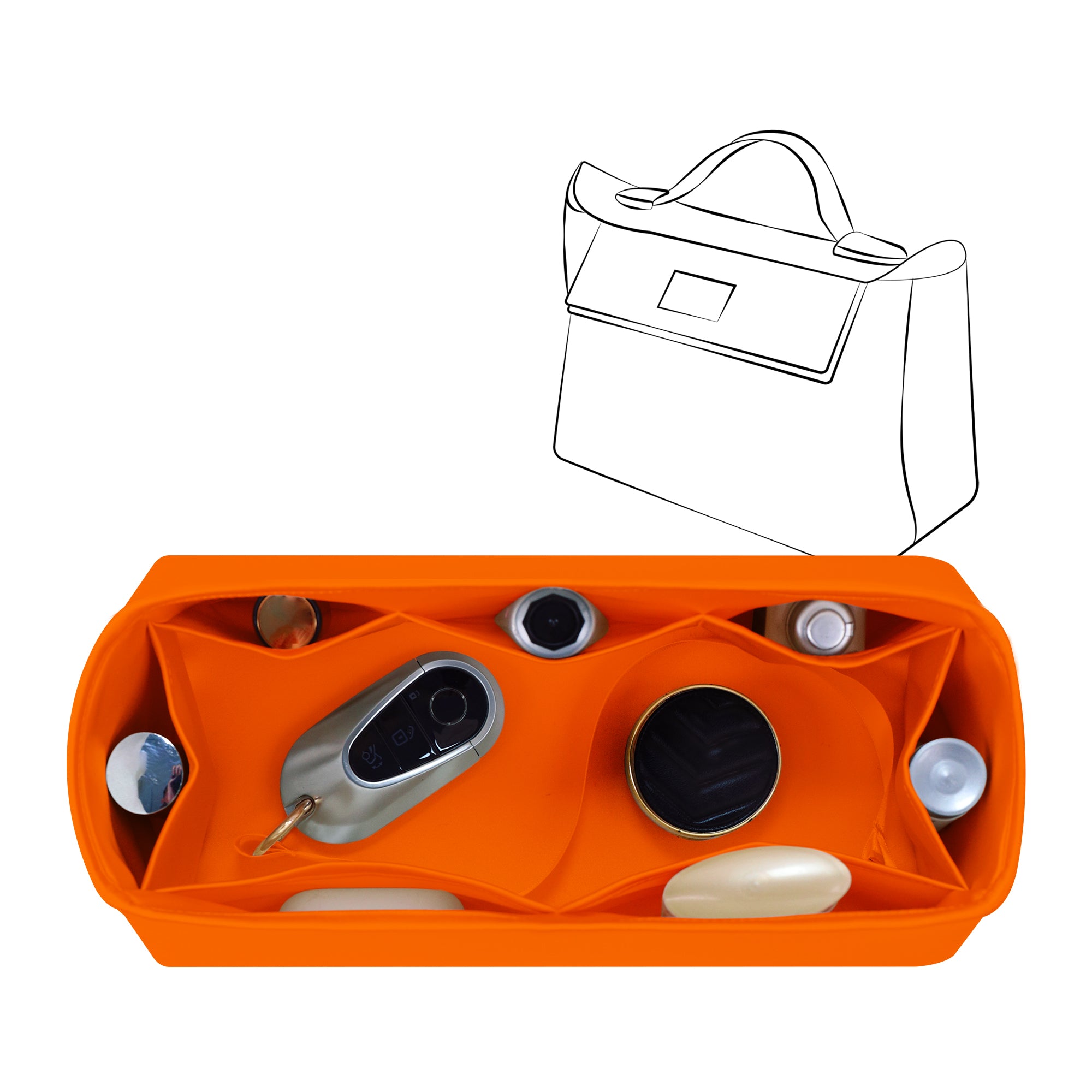 Silky Bag Insert Organizer 3 Set Fit for Kelly Pochette/Mini II/20/Danse/2424 mini, Silk Liner and Storage Pouch