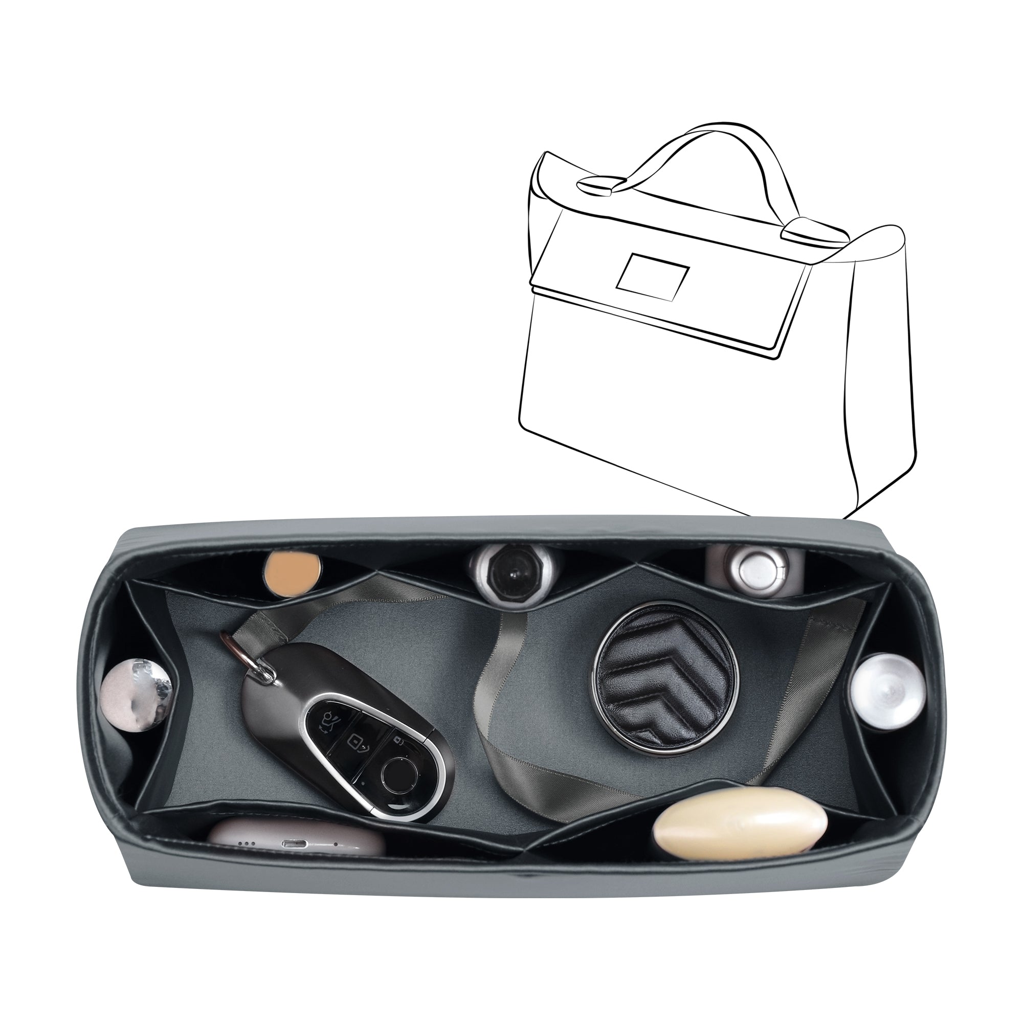 Silky Bag Insert Organizer 3 Set Fit for Kelly Pochette/Mini II/20/Danse/2424 mini, Silk Liner and Storage Pouch