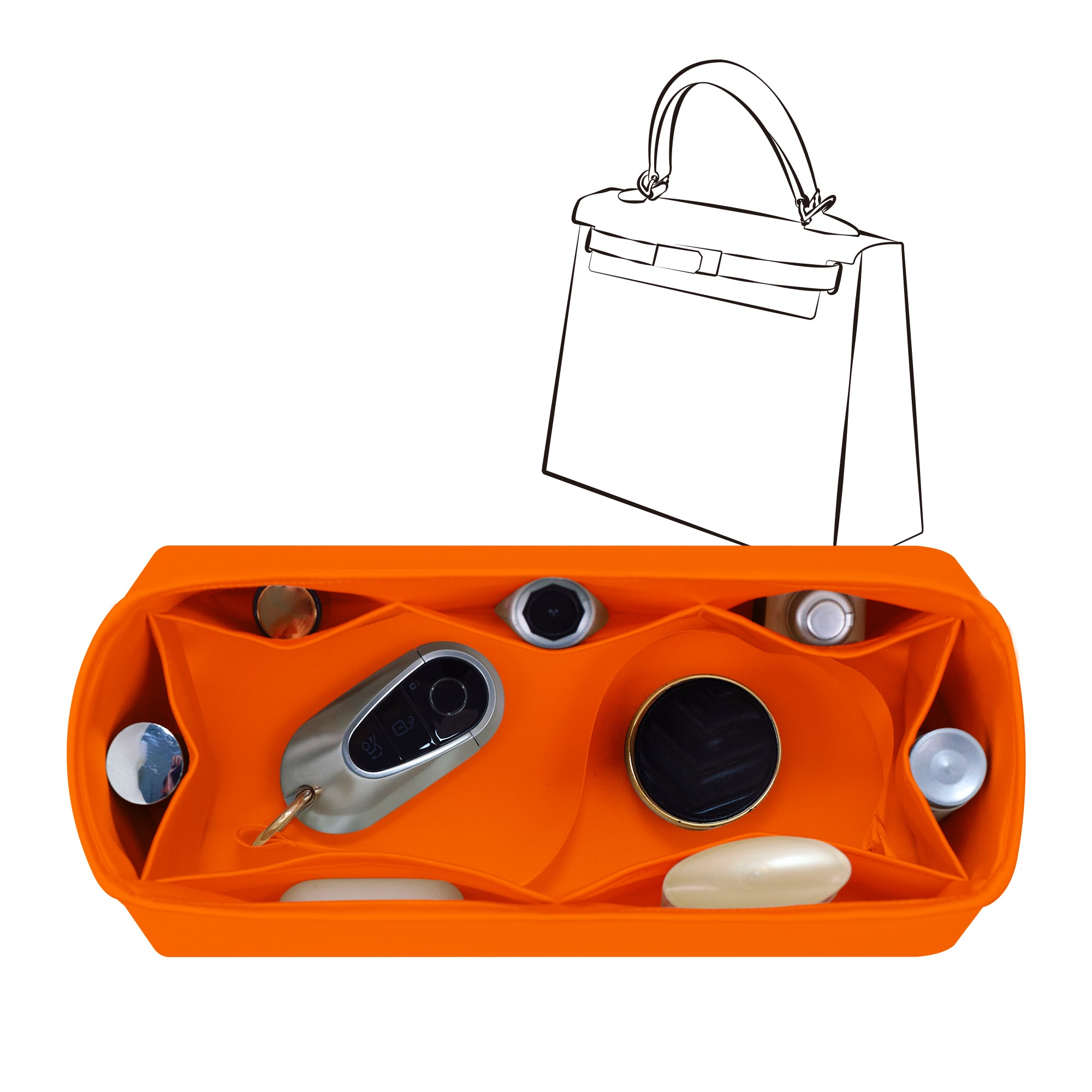 Silky Bag Insert Organizer 3 Set Fit for Kelly Pochette/Mini II/20/Danse/2424 mini, Silk Liner and Storage Pouch