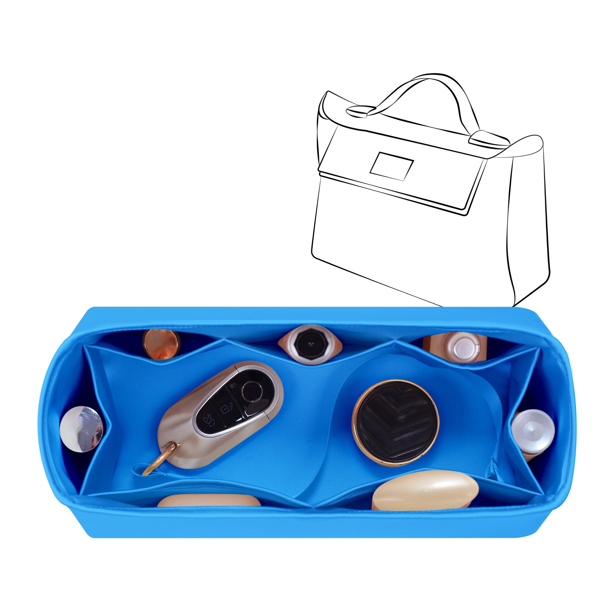 Silky Bag Insert Organizer 3 Set Fit for Kelly Pochette/Mini II/20/Danse/2424 mini, Silk Liner and Storage Pouch