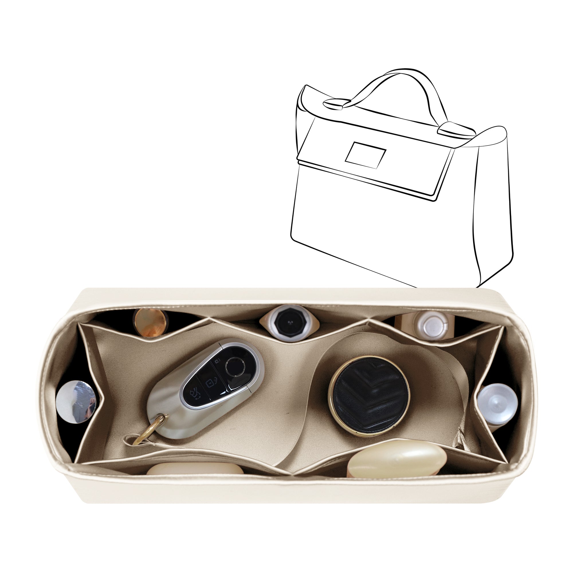 Silky Bag Insert Organizer 3 Set Fit for Kelly Pochette/Mini II/20/Danse/2424 mini, Silk Liner and Storage Pouch
