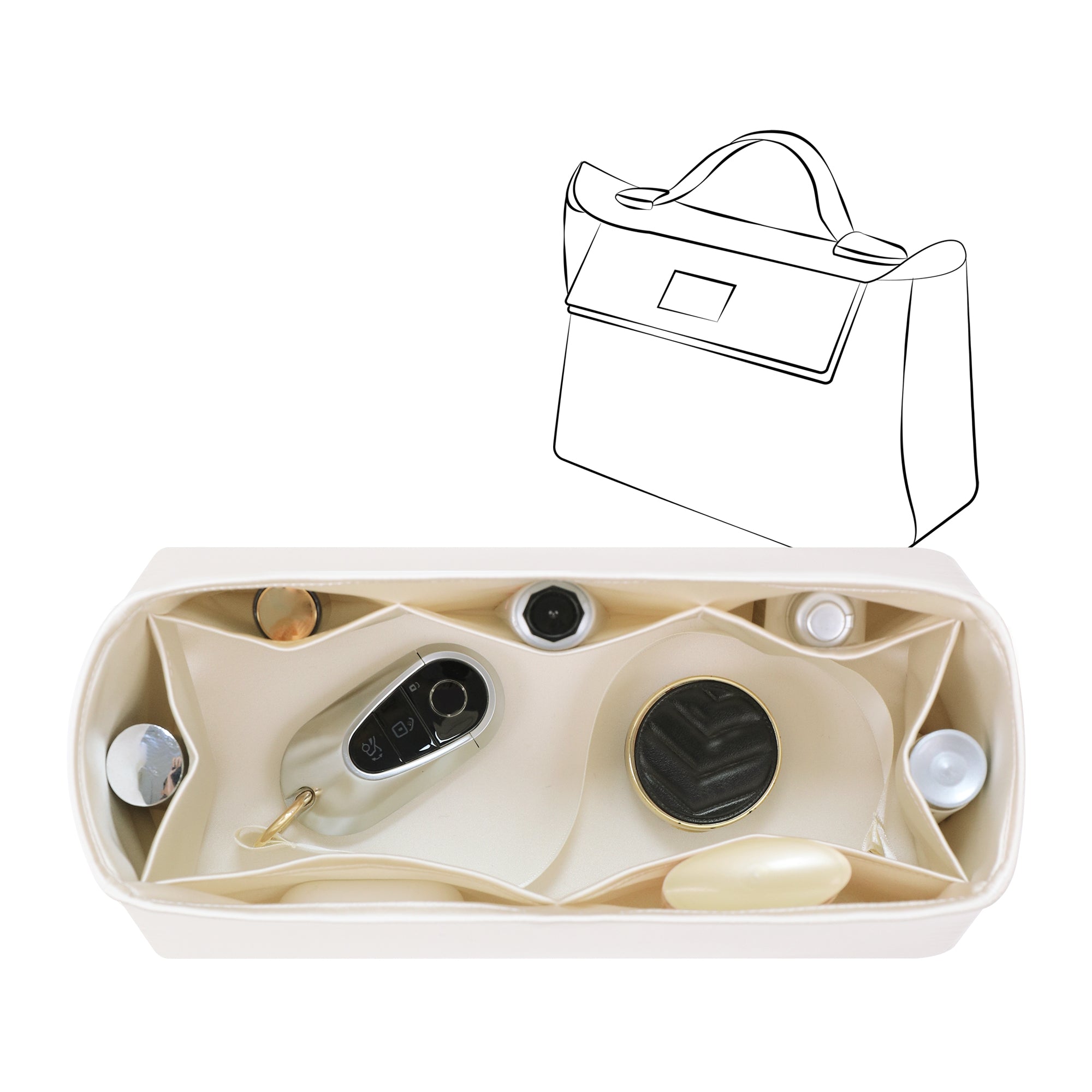 Silky Bag Insert Organizer 3 Set Fit for Kelly 25/28/32, Silk Liner and Storage Pouch