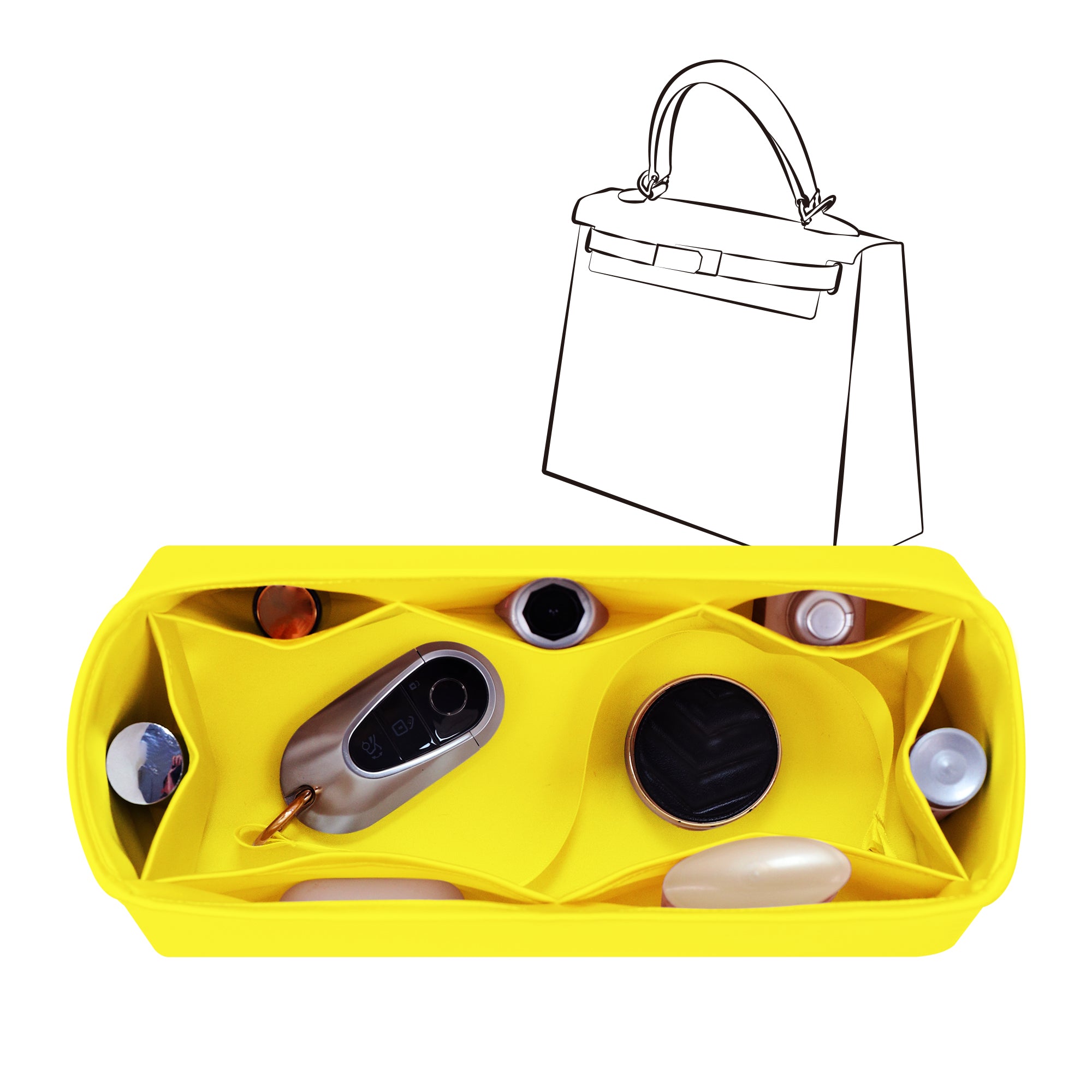 Silky Bag Insert Organizer 3 Set Fit for Kelly Pochette/Mini II/20/Danse/2424 mini, Silk Liner and Storage Pouch