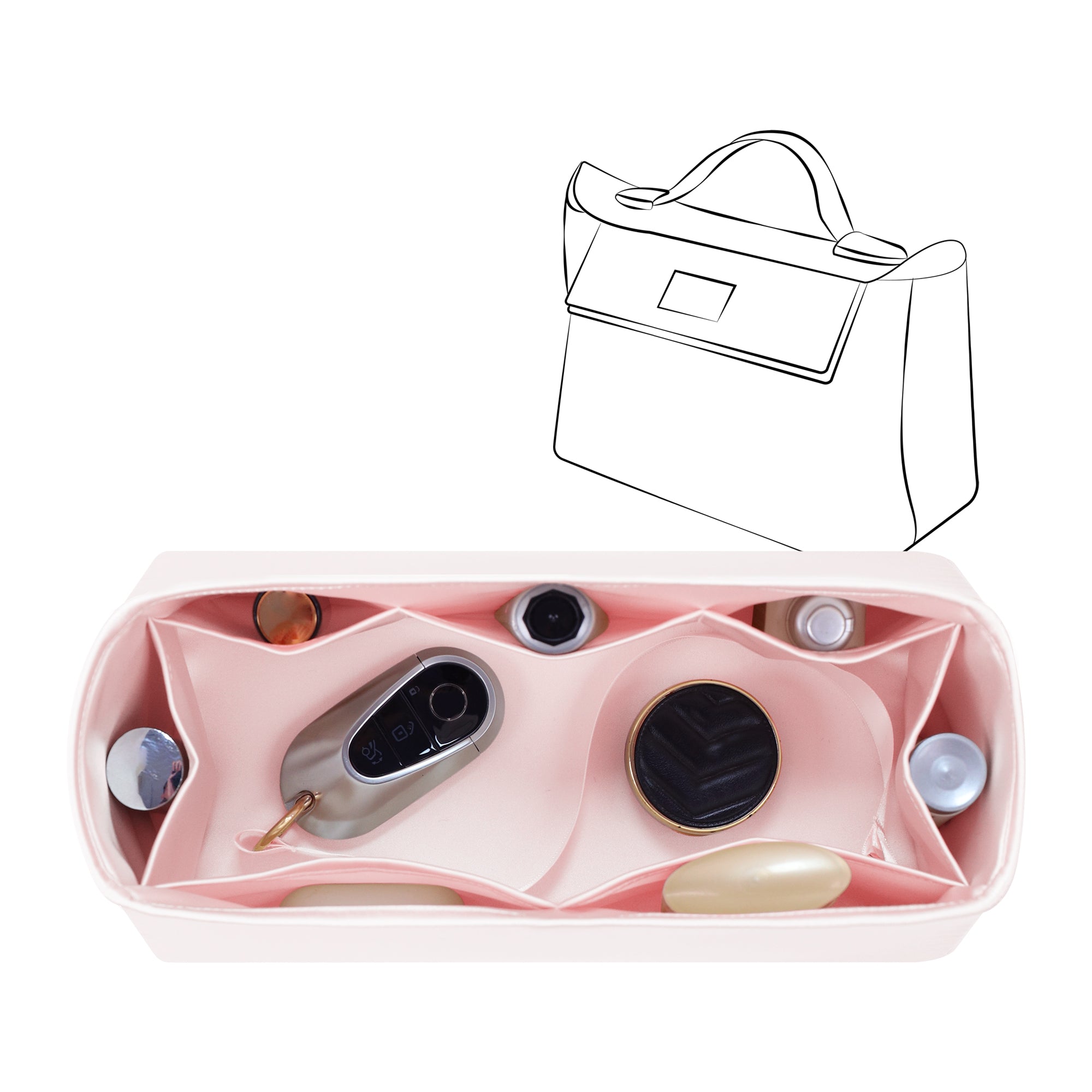 Silky Bag Insert Organizer 3 Set Fit for Kelly Pochette/Mini II/20/Danse/2424 mini, Silk Liner and Storage Pouch