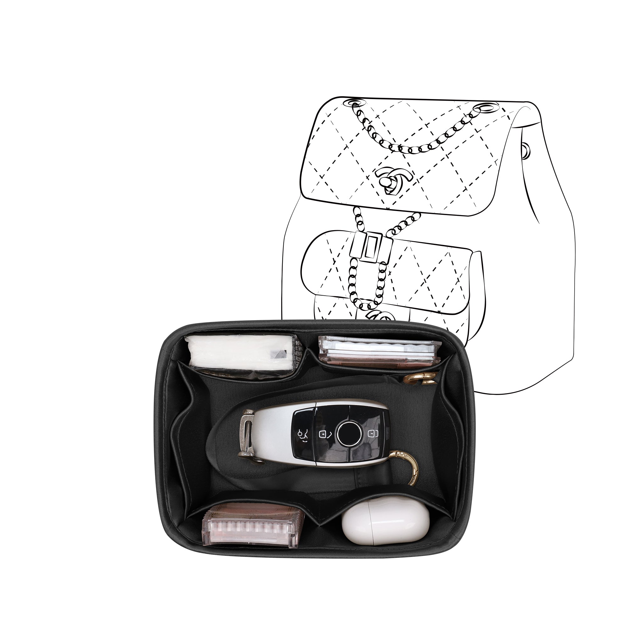 Silky Purse Insert Organizer 3 Set for Chanel Duma/ Salzburg