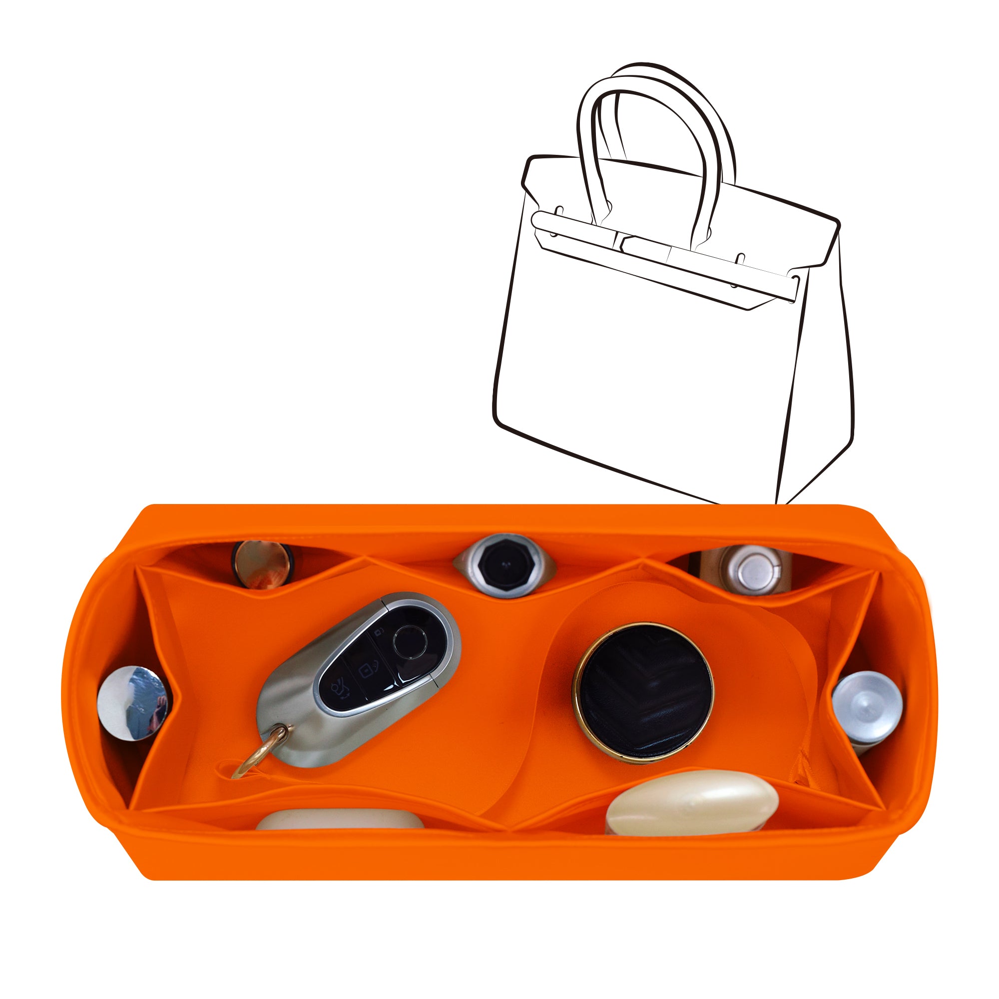 Silky Bag Insert Organizer 3 Set Fit for Birkin 25/30/35, Silk Liner and Storage Pouch