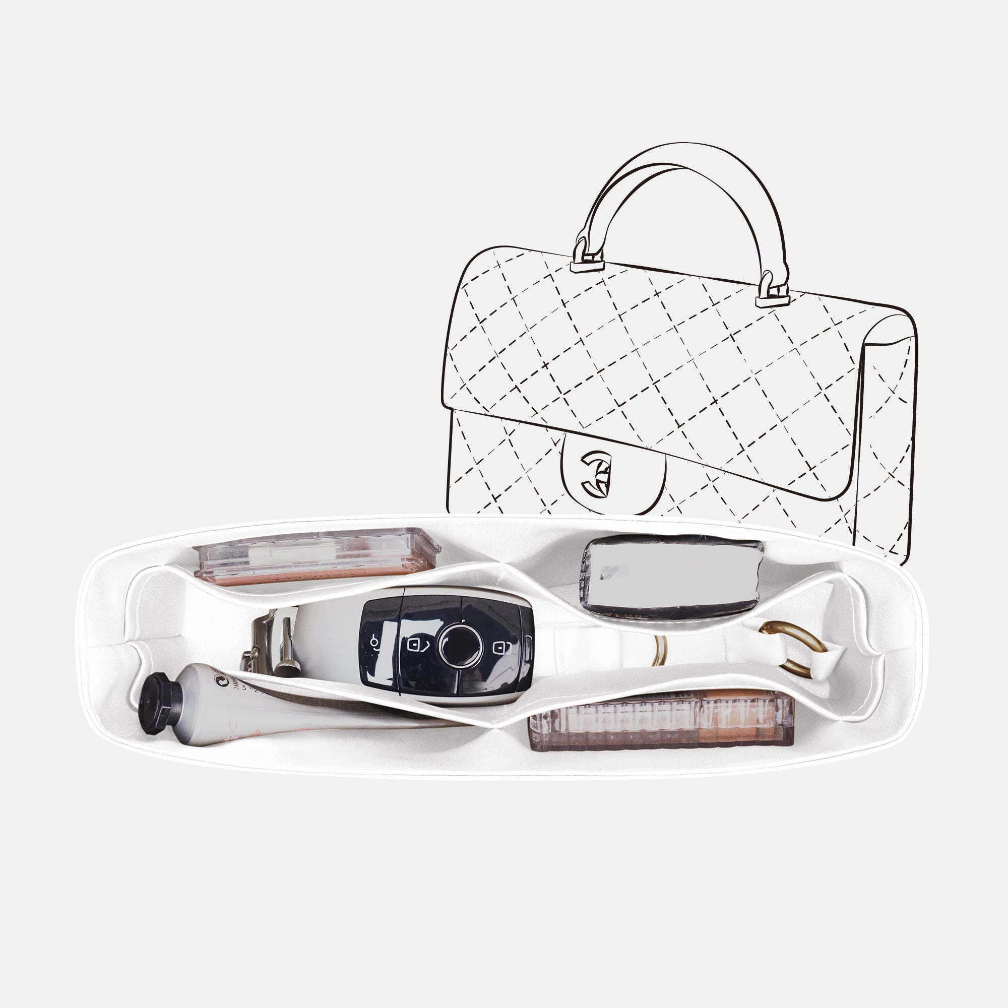 JLYZ Moon Silky Purse Insert Organizer 3 Set for Chanel CF Handle Bags, Silk Touch Bag Organizer, Luxury Handbag Shaper,Lightweight