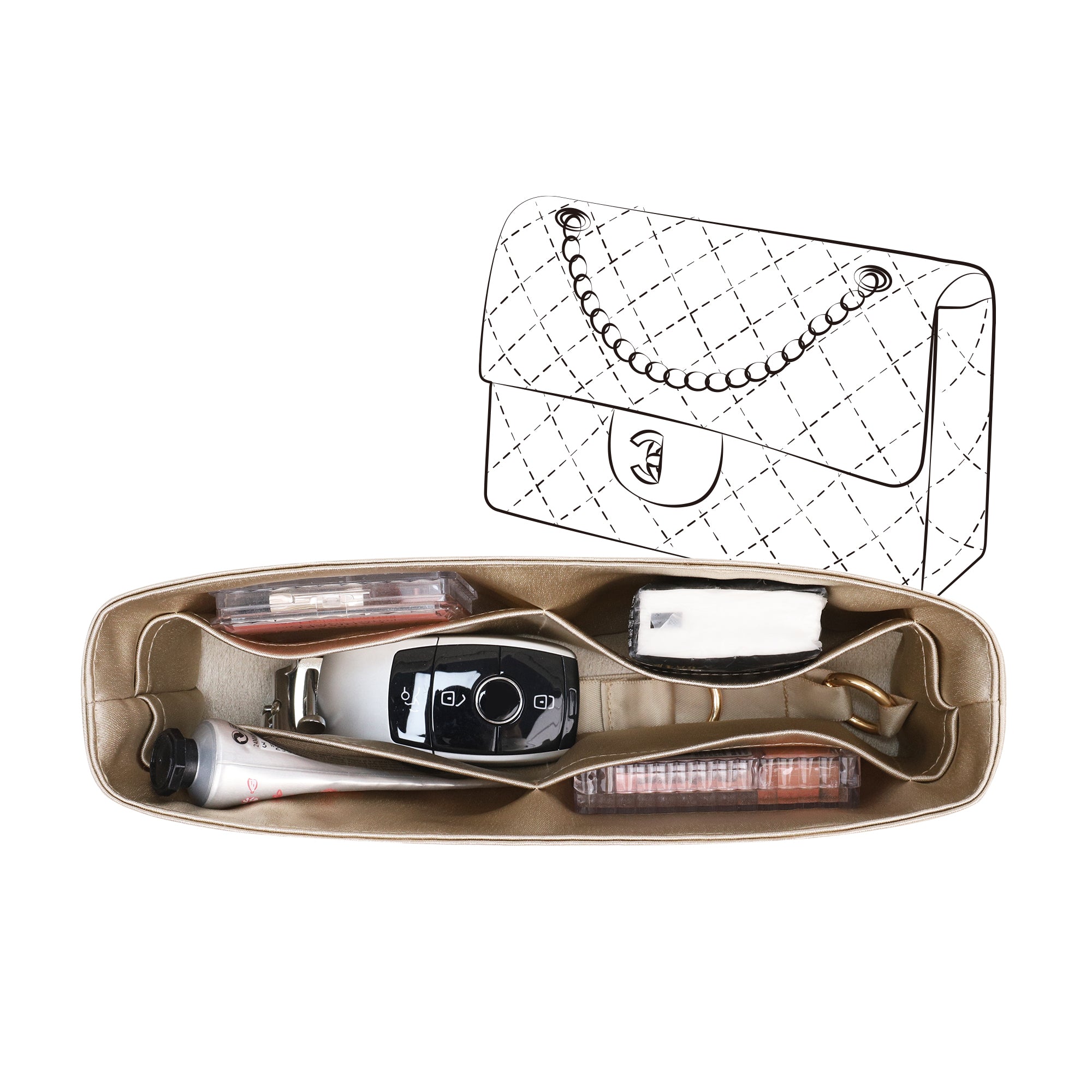 Silky Purse Insert Organizer 3 Set for Chanel CF Bags, Silk Touch Bag Organizer, Luxury Handbag Shaper,Lightweight