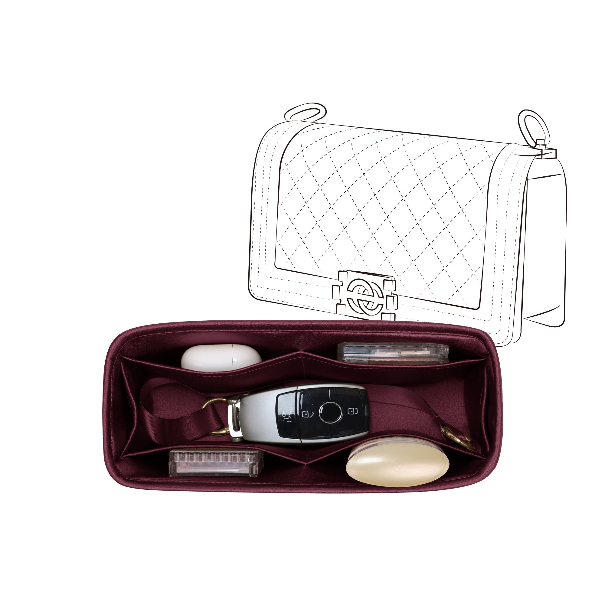 Silky Purse Insert Organizer 3 Set for Chanel 2.55/Leboy/Gabrielle Backpack/Diana