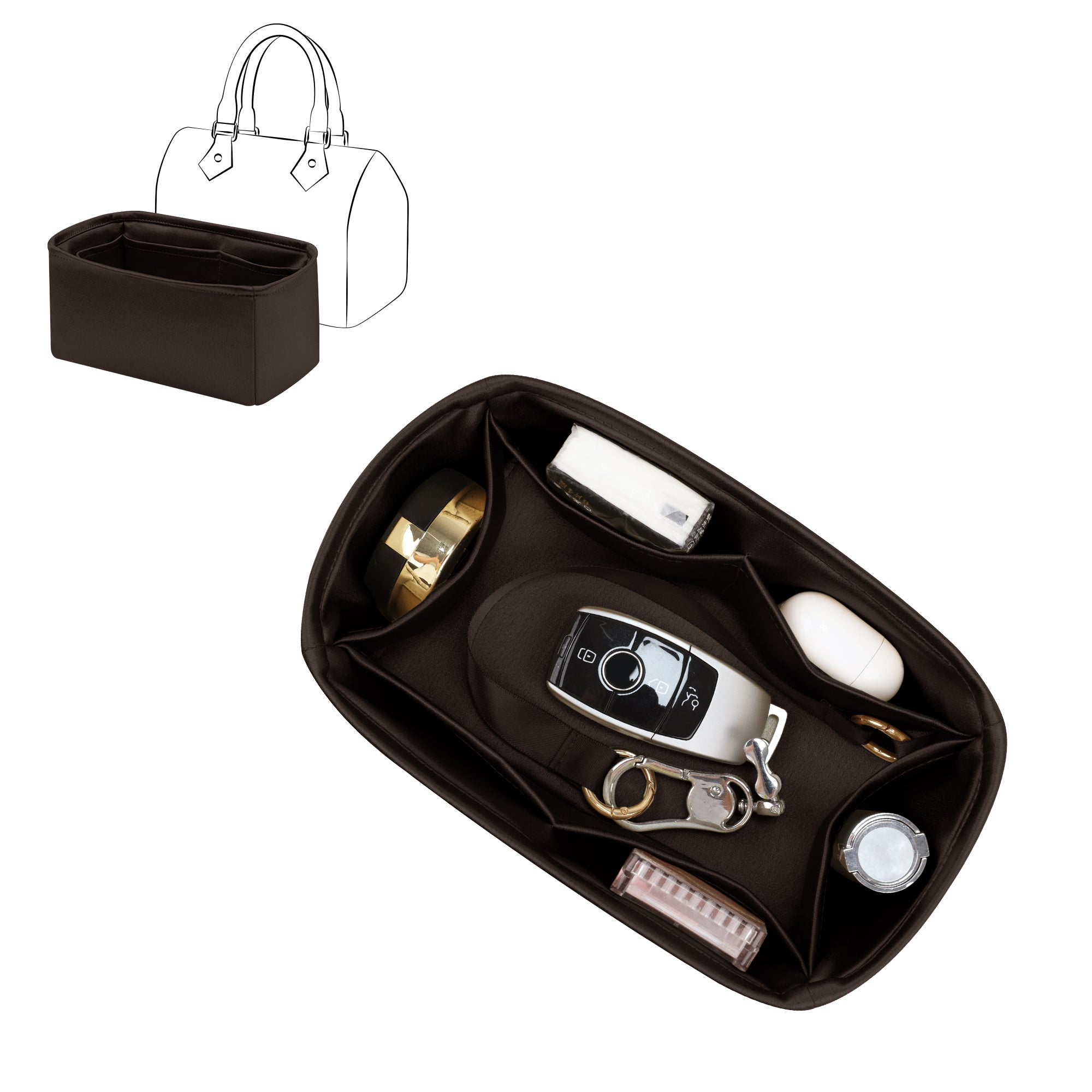 Silky Purse Insert Organizer 3 Set for Speedy Bags, Silk Touch Bag Organizer, Luxury Handbag Shaper,Lightweight