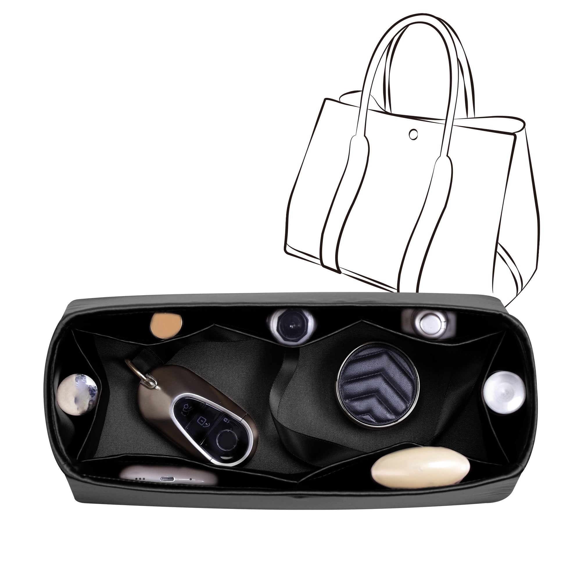 Silky Bag Insert Organizer 3 Set Fit for Birkin/HAC/Kelly/Herbag/Garden Party/Picotin/Lindy, Silk Liner and Storage Pouch