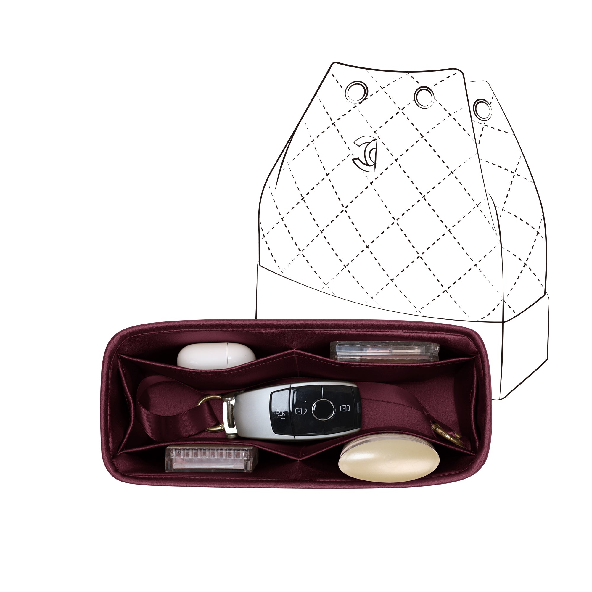 Silky Purse Insert Organizer 3 Set for Chanel 2.55/Leboy/Gabrielle Backpack/Diana
