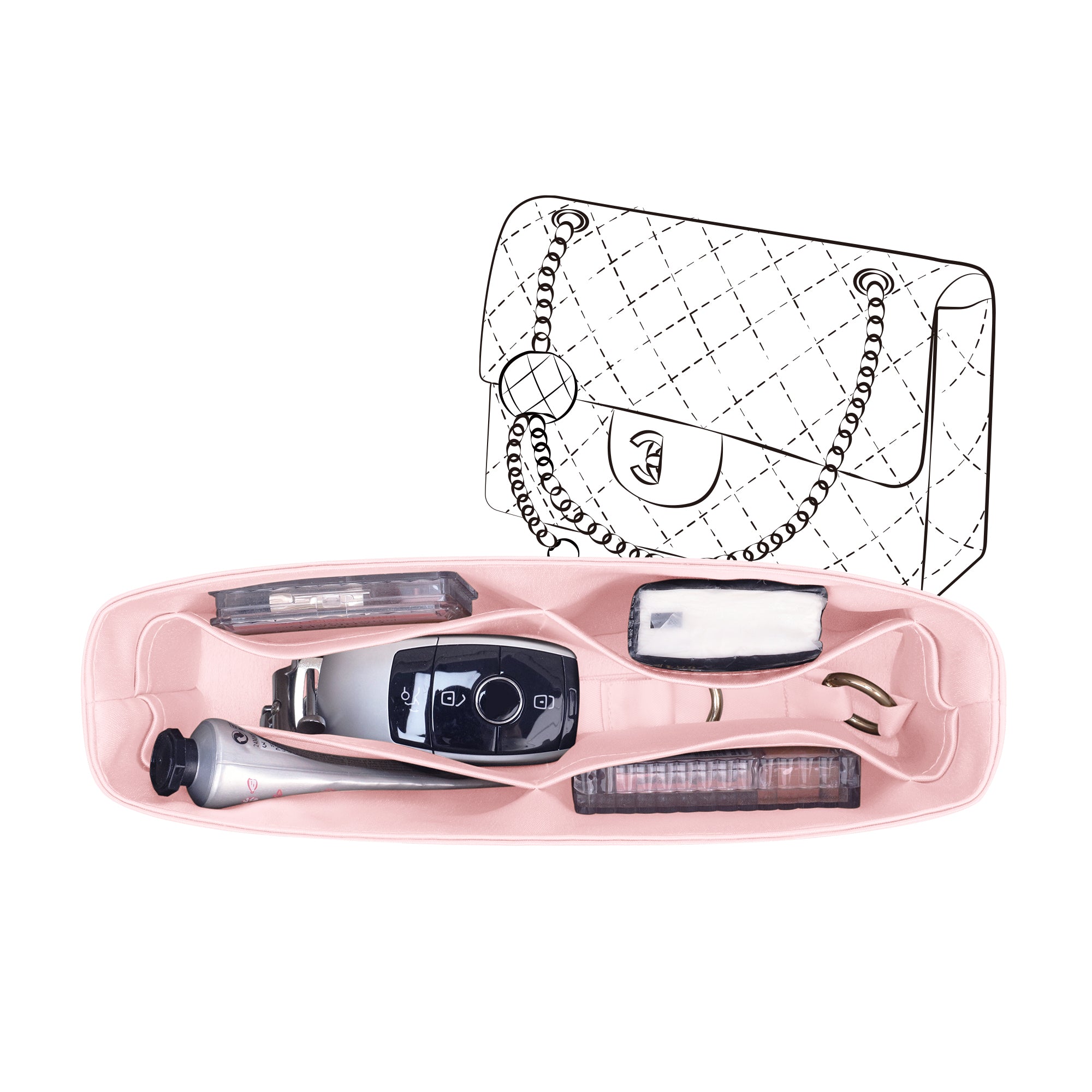 Silky Purse Insert Organizer 3 Set for Chanel CF Bags, Silk Touch Bag Organizer, Luxury Handbag Shaper,Lightweight