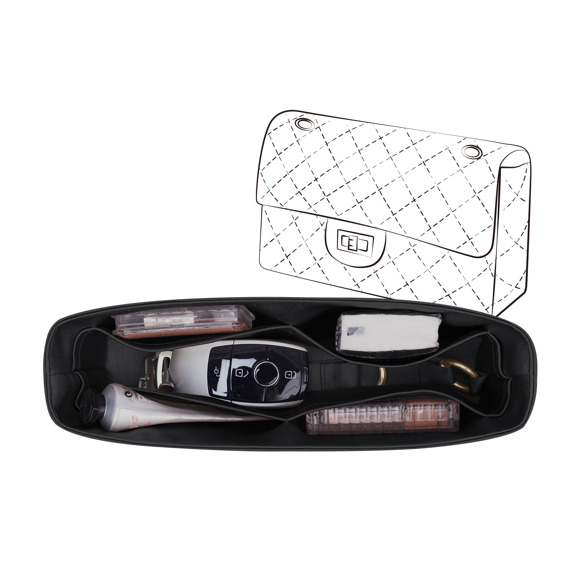 Silky Purse Insert Organizer 3 Set for Chanel 2.55/Leboy/Gabrielle Backpack/Diana