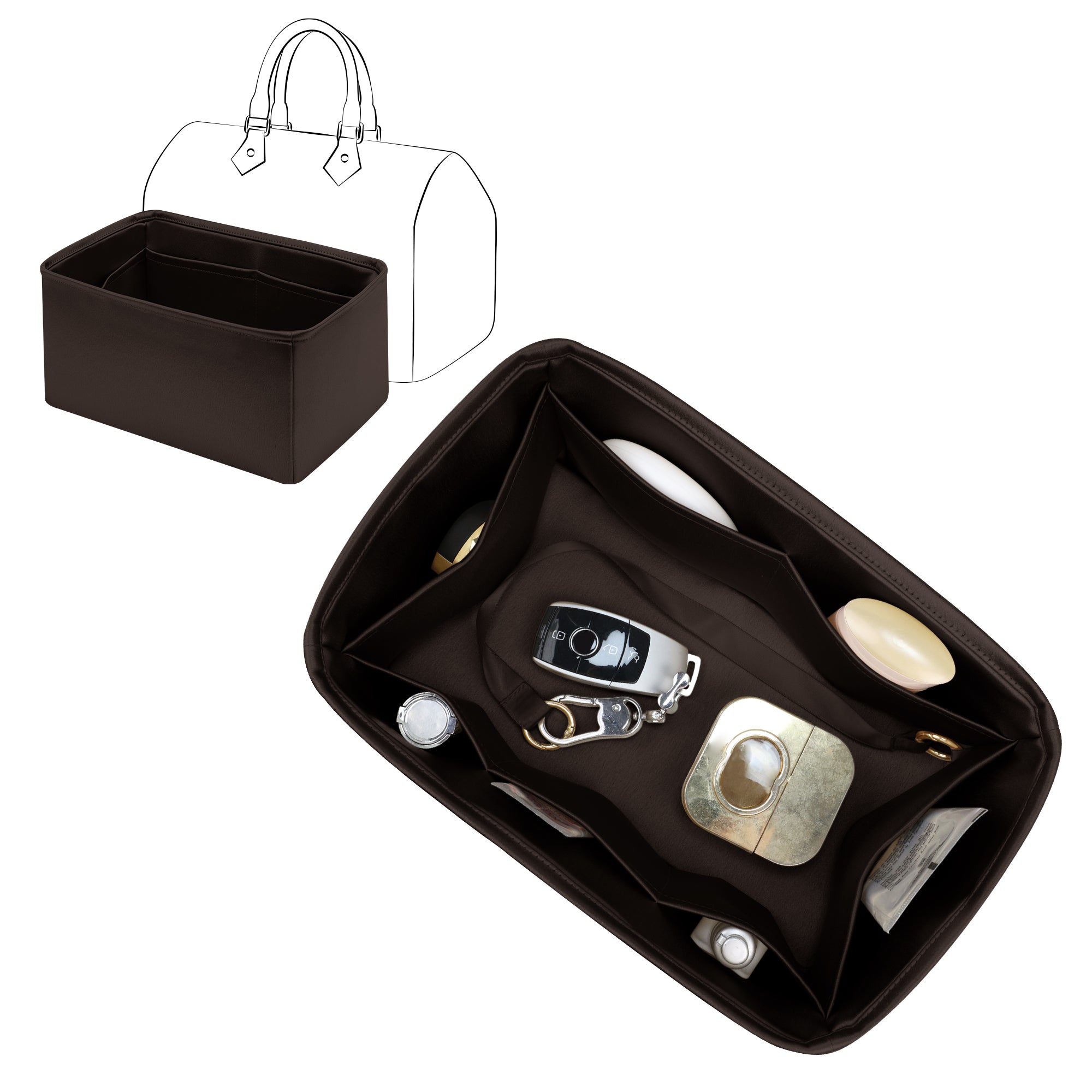 Silky Purse Insert Organizer 3 Set for Speedy Bags, Silk Touch Bag Organizer, Luxury Handbag Shaper,Lightweight