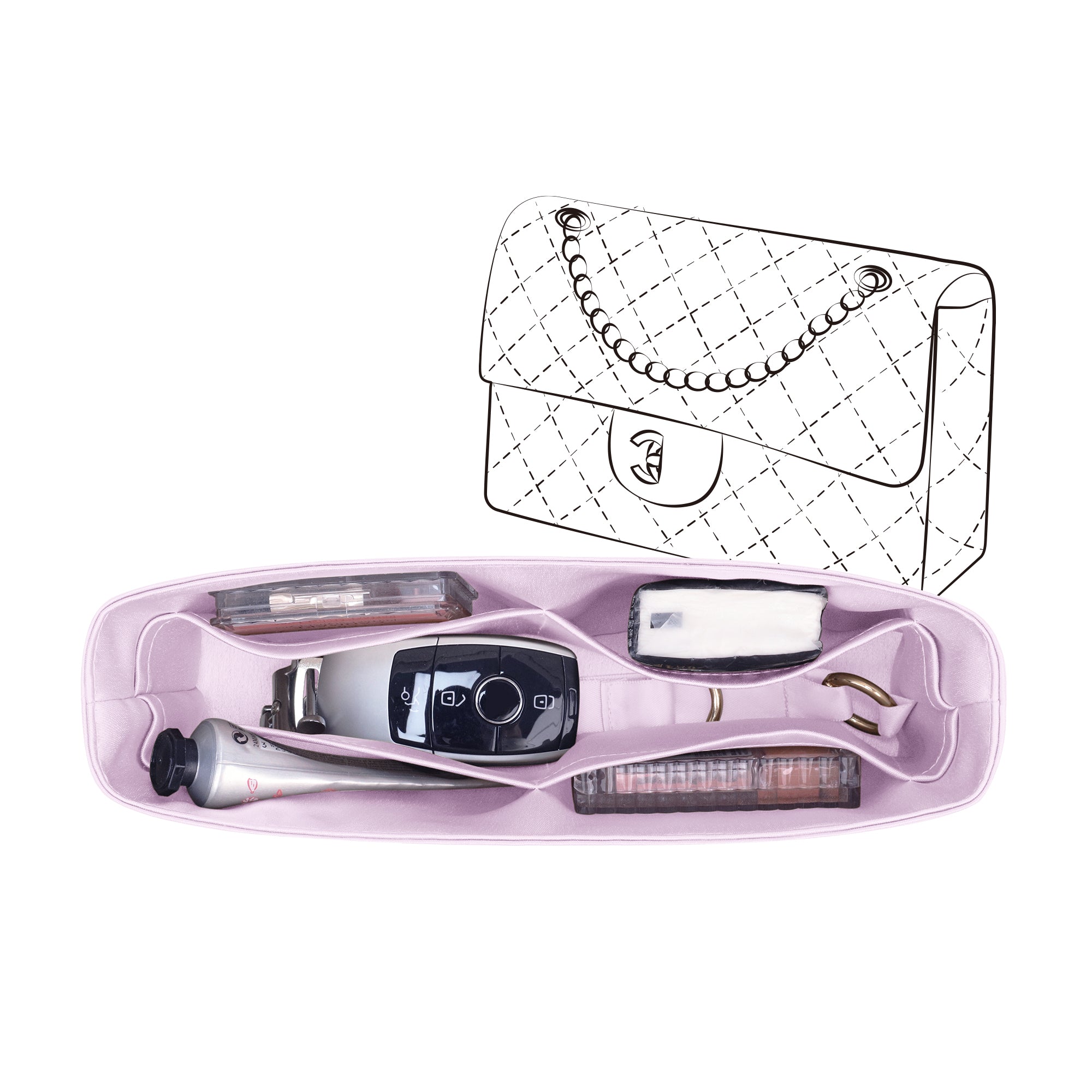 Silky Purse Insert Organizer 3 Set for Chanel CF Bags, Silk Touch Bag Organizer, Luxury Handbag Shaper,Lightweight