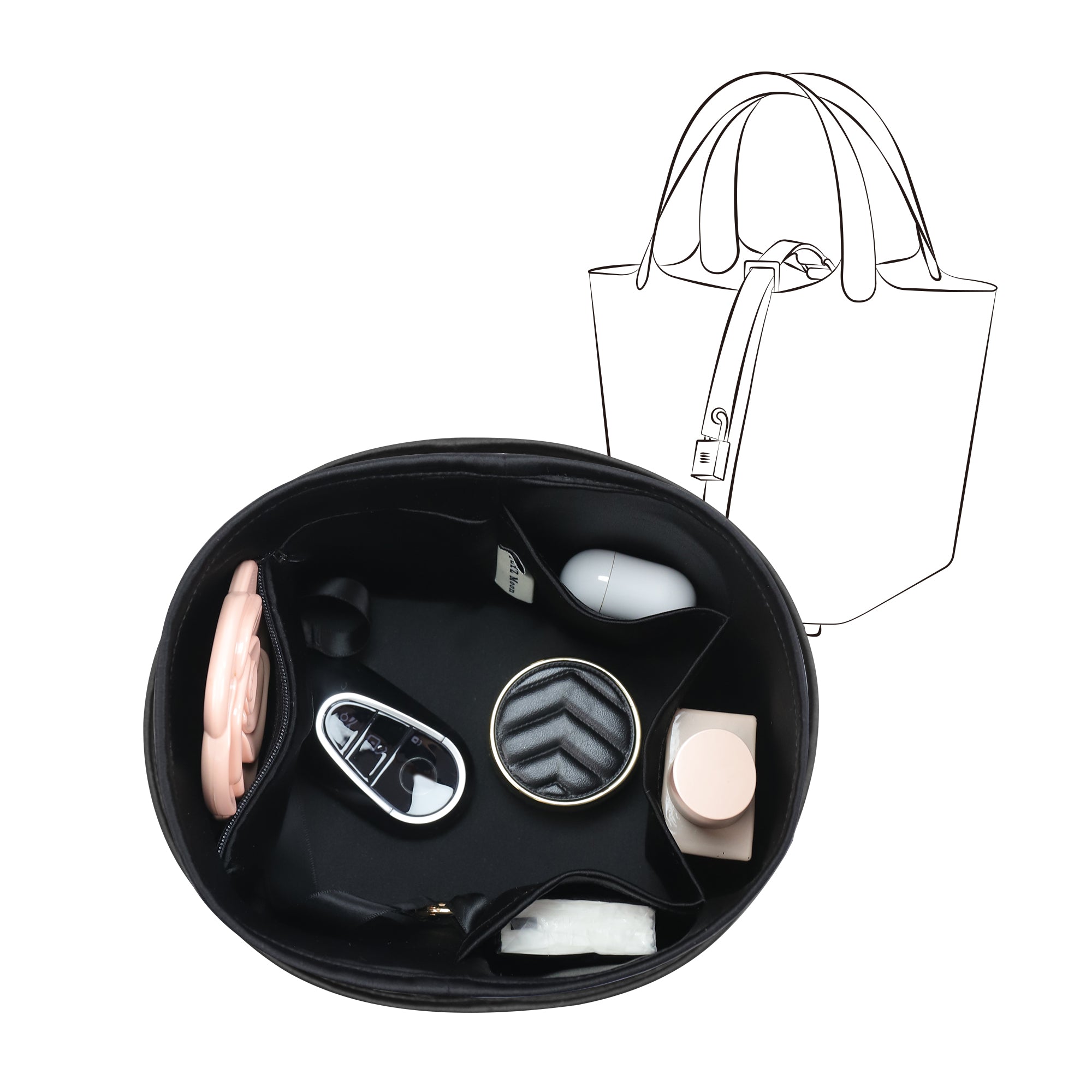 Silky Bag Insert Organizer 3 Set Fit for Birkin/HAC/Kelly/Herbag/Garden Party/Picotin/Lindy, Silk Liner and Storage Pouch