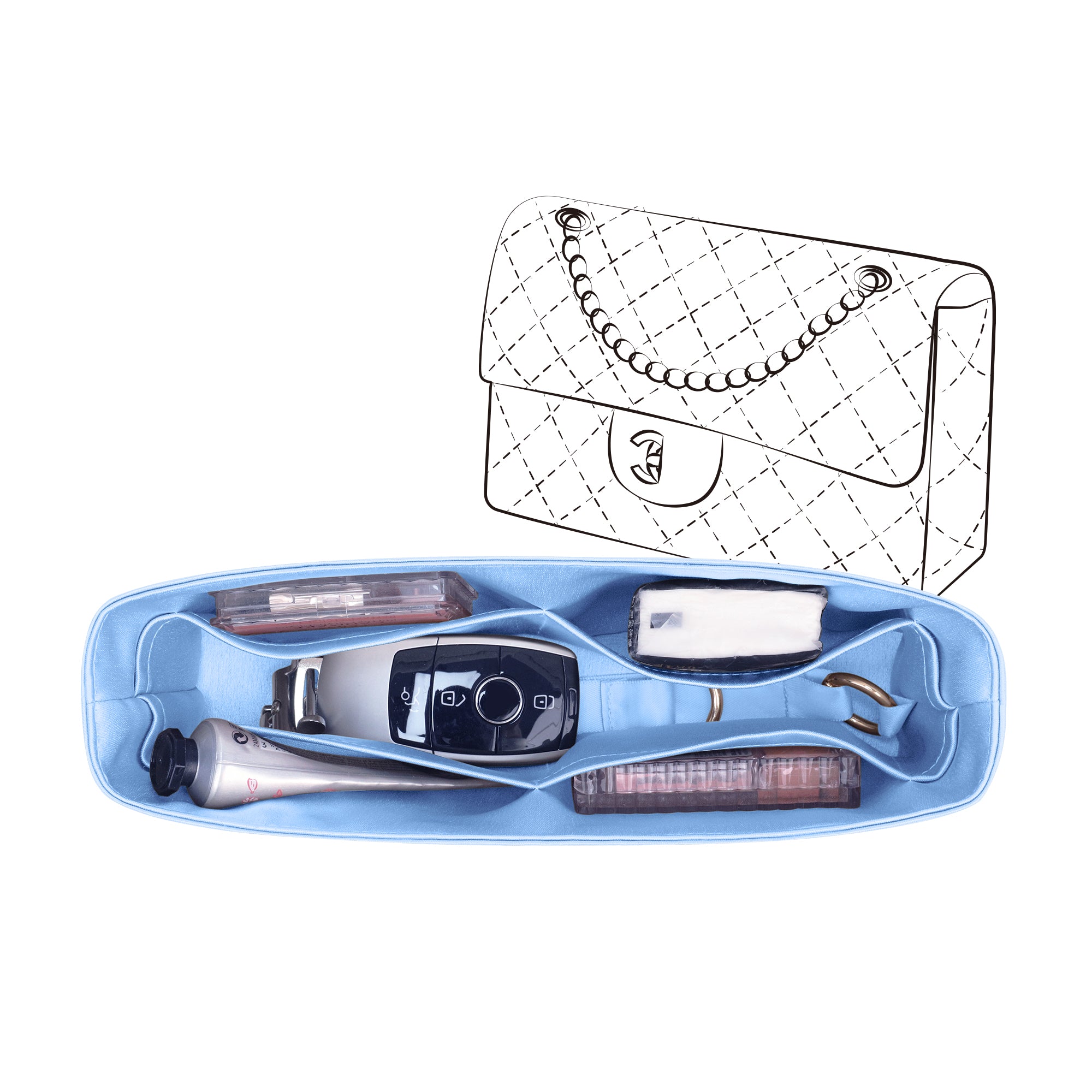 Silky Purse Insert Organizer 3 Set for Chanel CF Bags, Silk Touch Bag Organizer, Luxury Handbag Shaper,Lightweight