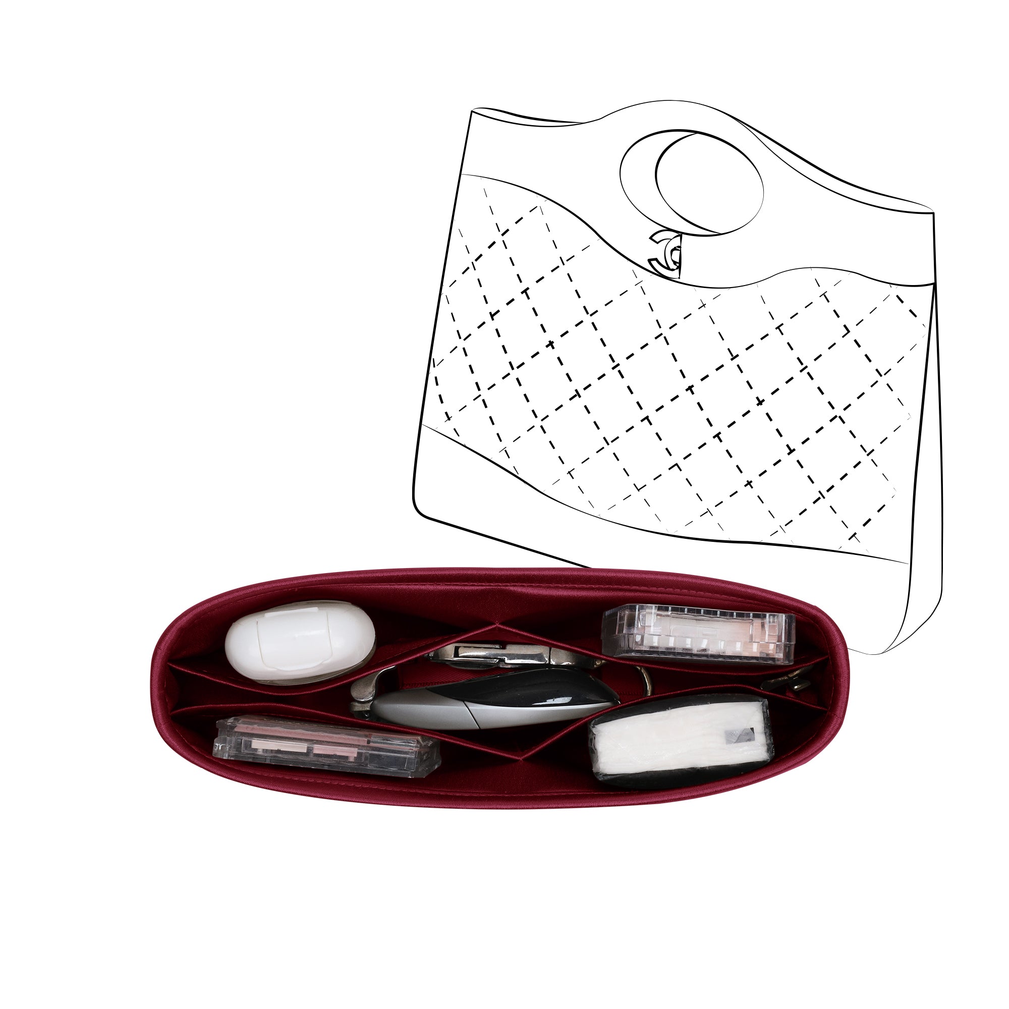Silky Purse Insert Organizer 3 Set for Chanel 25p Hobo/22Bag/31bag/22BackpackGST/PST