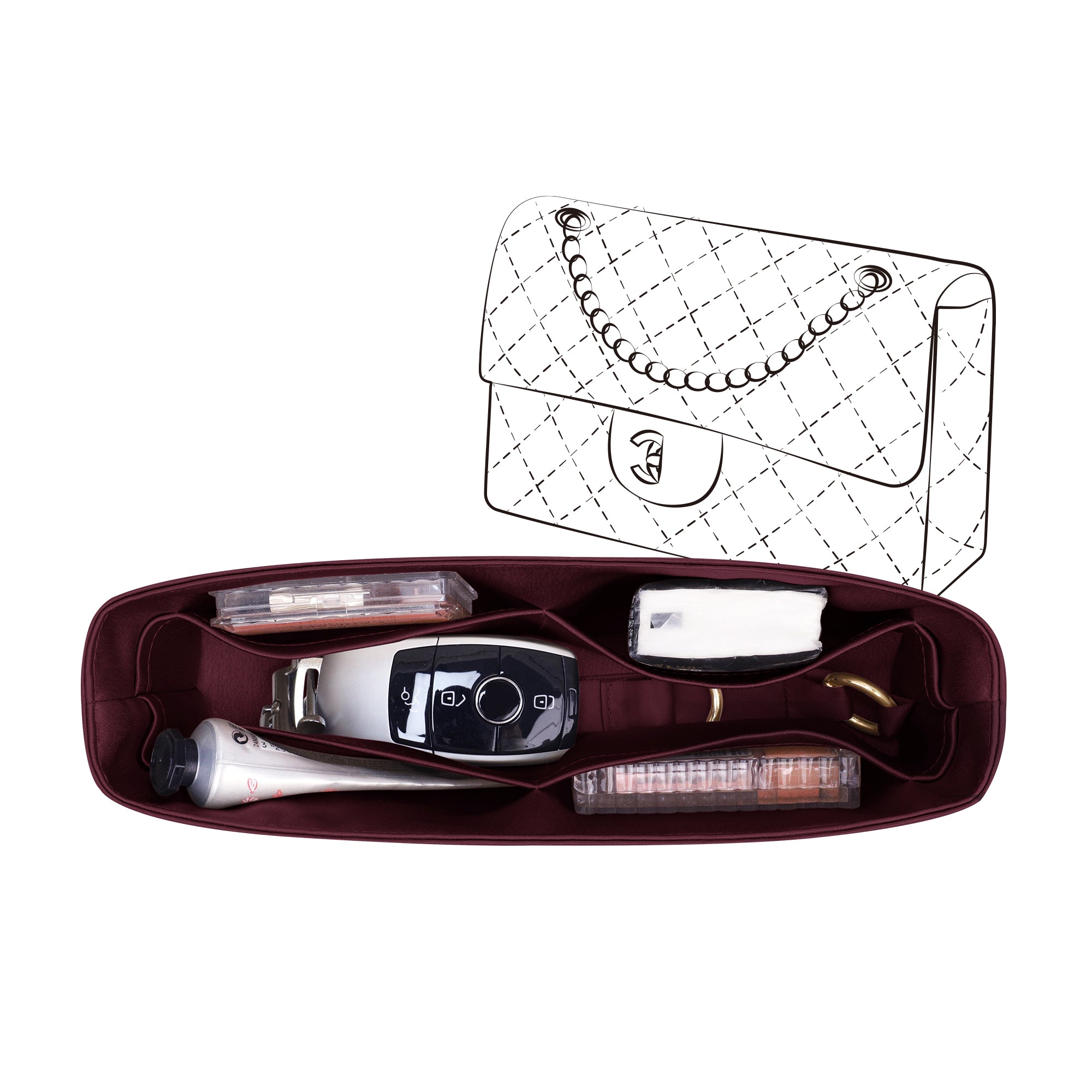 Silky Purse Insert Organizer 3 Set for Chanel CF Bags, Silk Touch Bag Organizer, Luxury Handbag Shaper,Lightweight