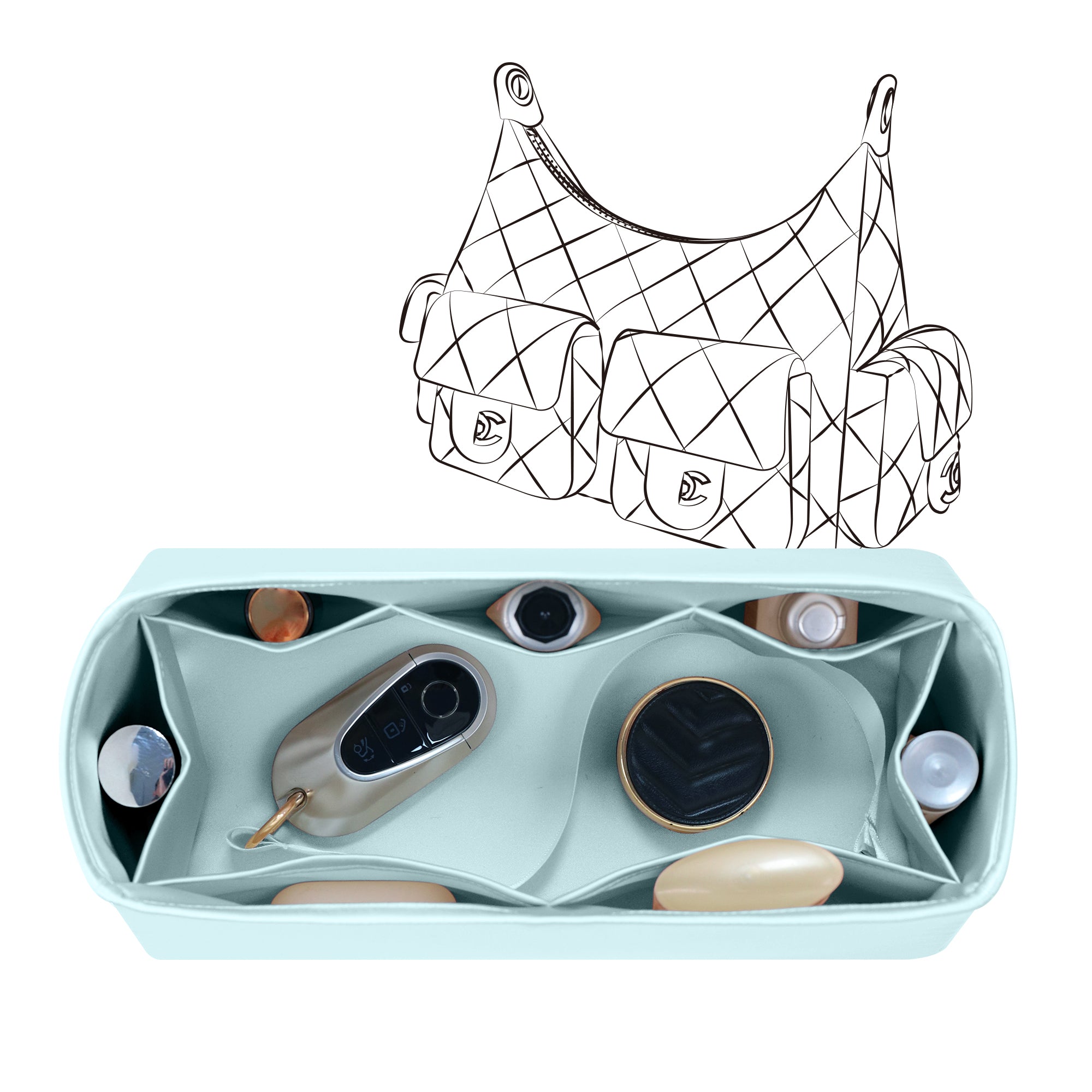 Silky Purse Insert Organizer 3 Set for Chanel 25C Hobo Bags, Silk Touch Bag Organizer, Luxury Handbag Shaper,Lightweight