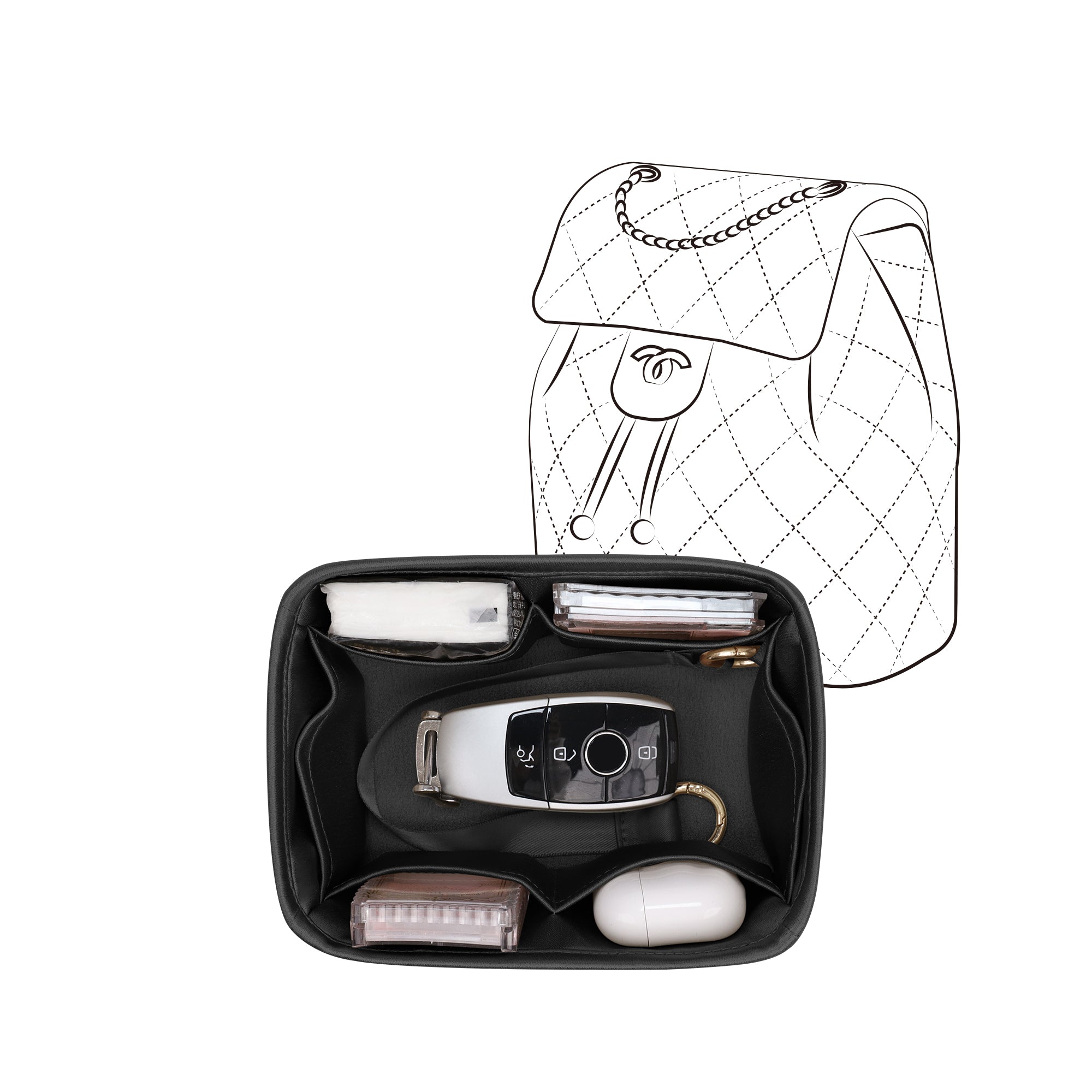 Silky Purse Insert Organizer 3 Set for Chanel Duma/ Salzburg