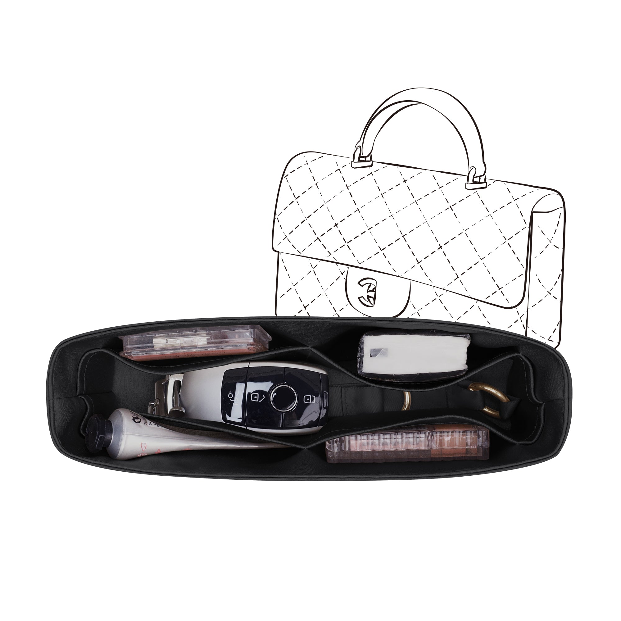 JLYZ Moon Silky Purse Insert Organizer 3 Set for Chanel CF Handle Bags, Silk Touch Bag Organizer, Luxury Handbag Shaper,Lightweight