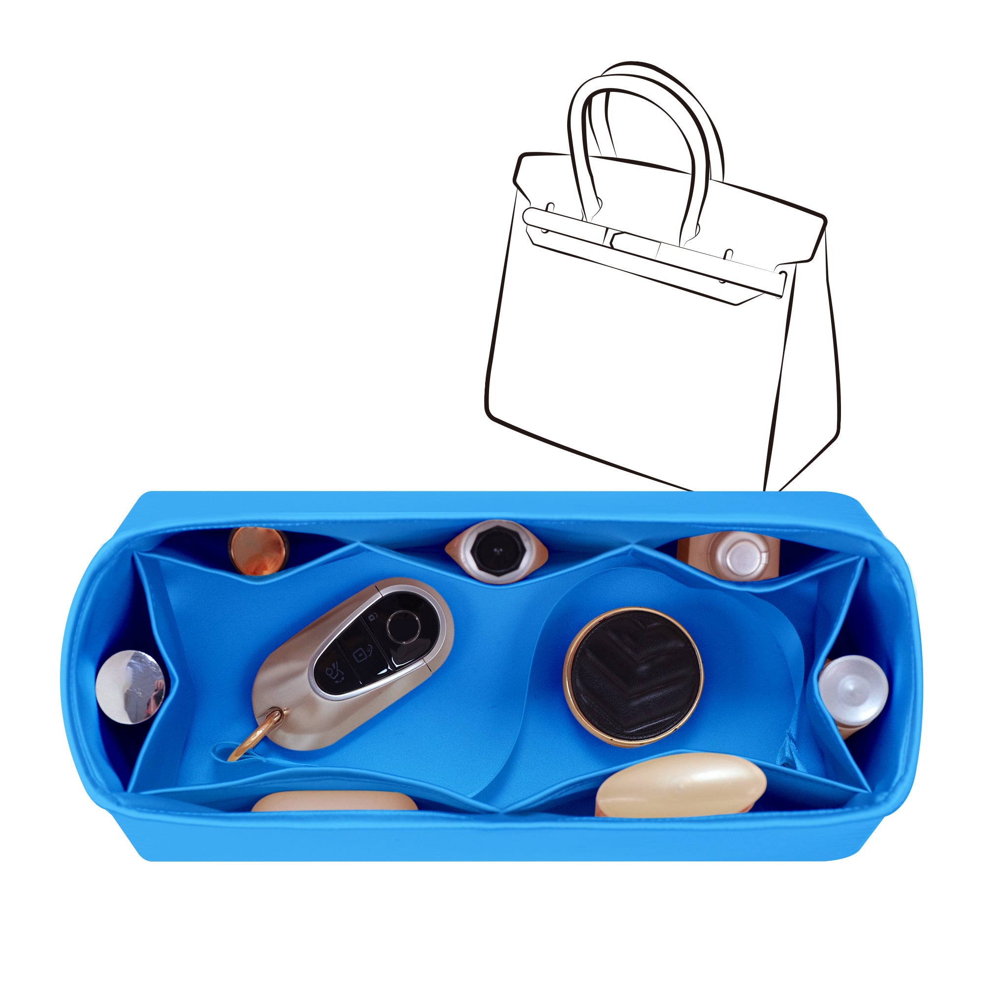 Silky Bag Insert Organizer 3 Set Fit for Birkin 25/30/35, Silk Liner and Storage Pouch
