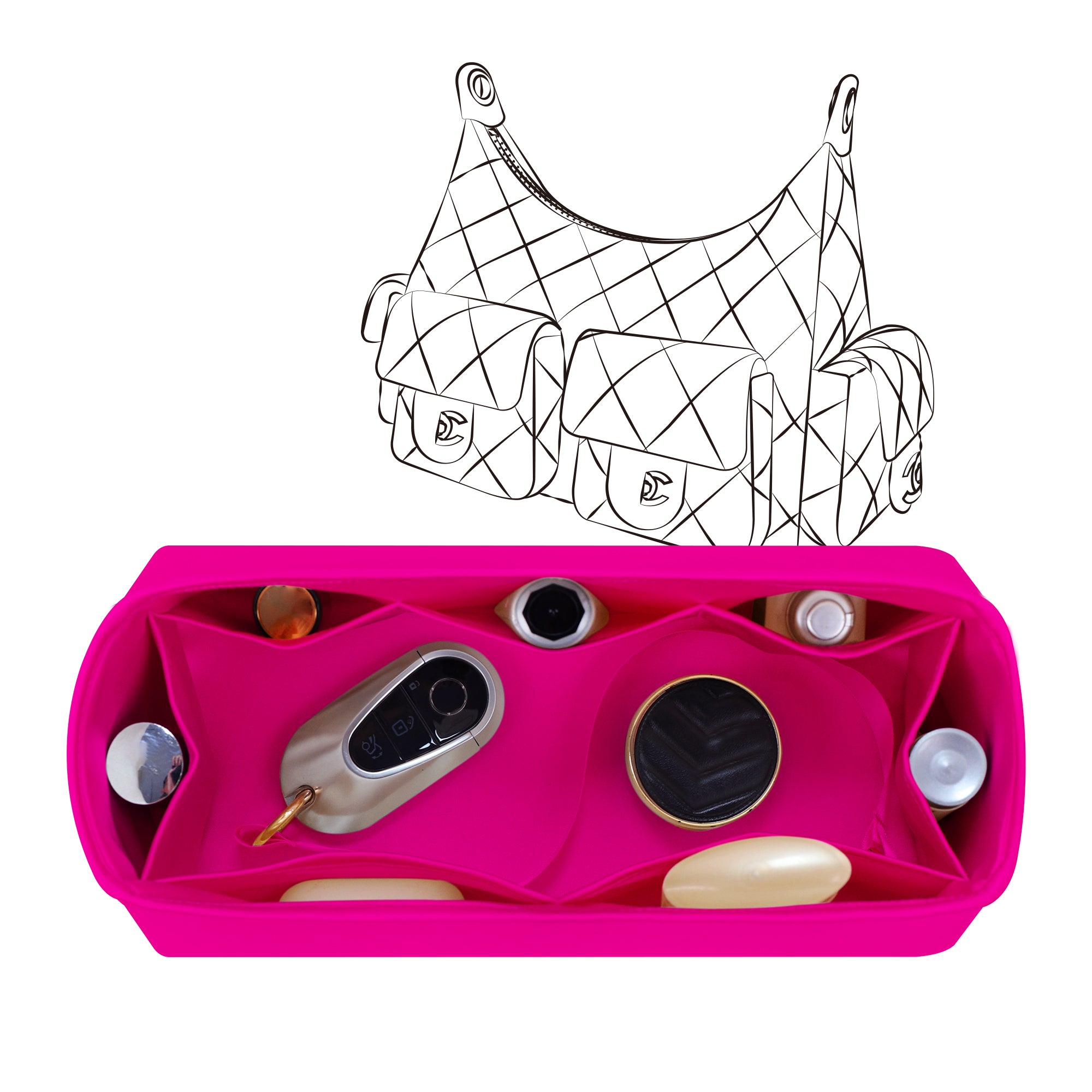 Silky Purse Insert Organizer 3 Set for Chanel 25C Hobo Bags, Silk Touch Bag Organizer, Luxury Handbag Shaper,Lightweight