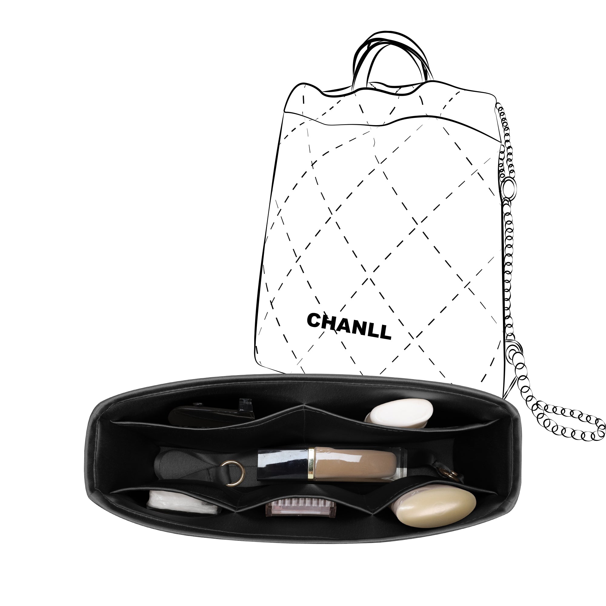Silky Purse Insert Organizer 3 Set for Chanel 25p Hobo/22Bag/31bag/22BackpackGST/PST