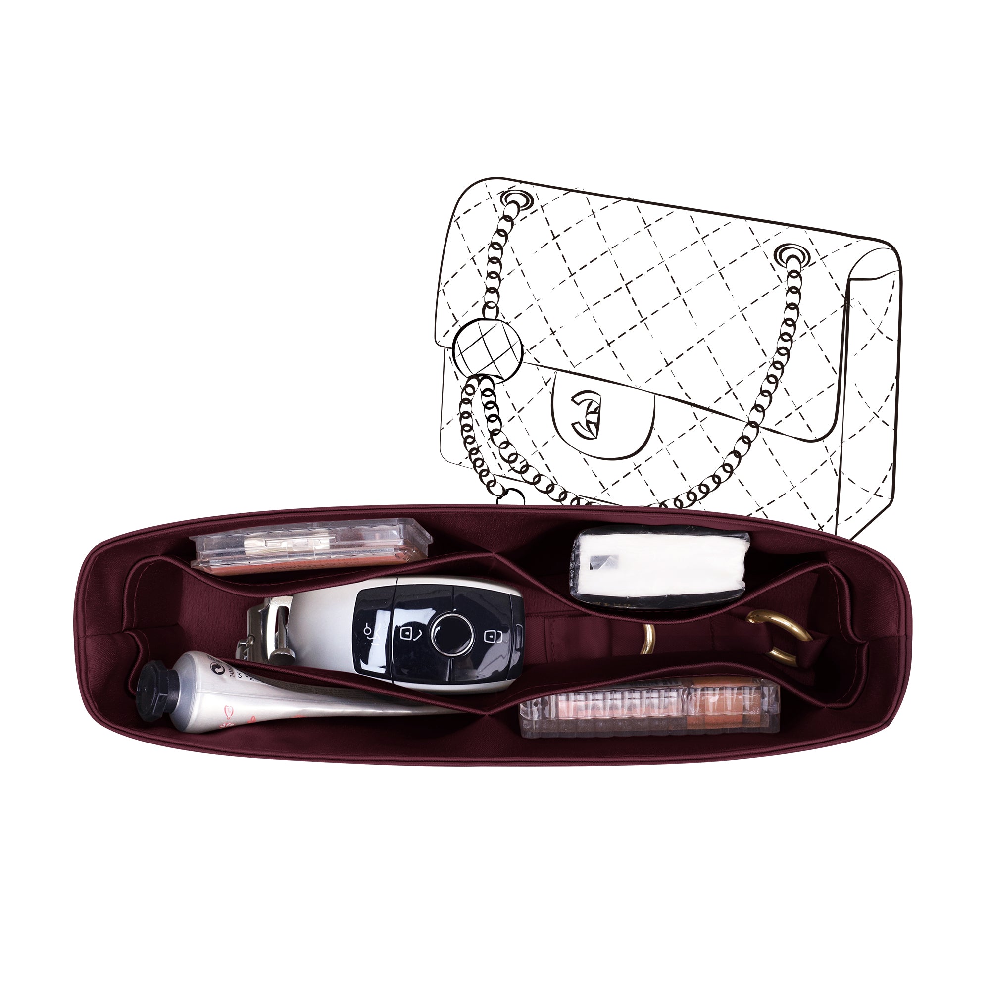 Silky Purse Insert Organizer 3 Set for Chanel CF Bags, Silk Touch Bag Organizer, Luxury Handbag Shaper,Lightweight