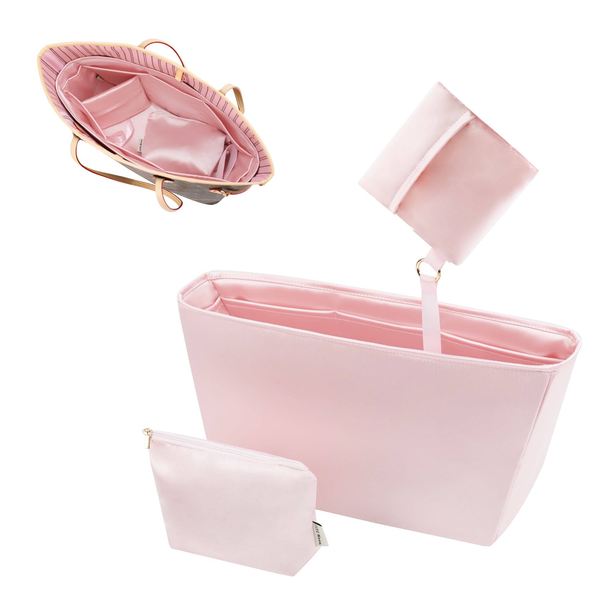 Silky Purse Insert Organizer 3 Set for Neverfull Bags, Silk Touch Bag Organizer, Luxury Handbag Shaper,Lightweight and Soft Touch