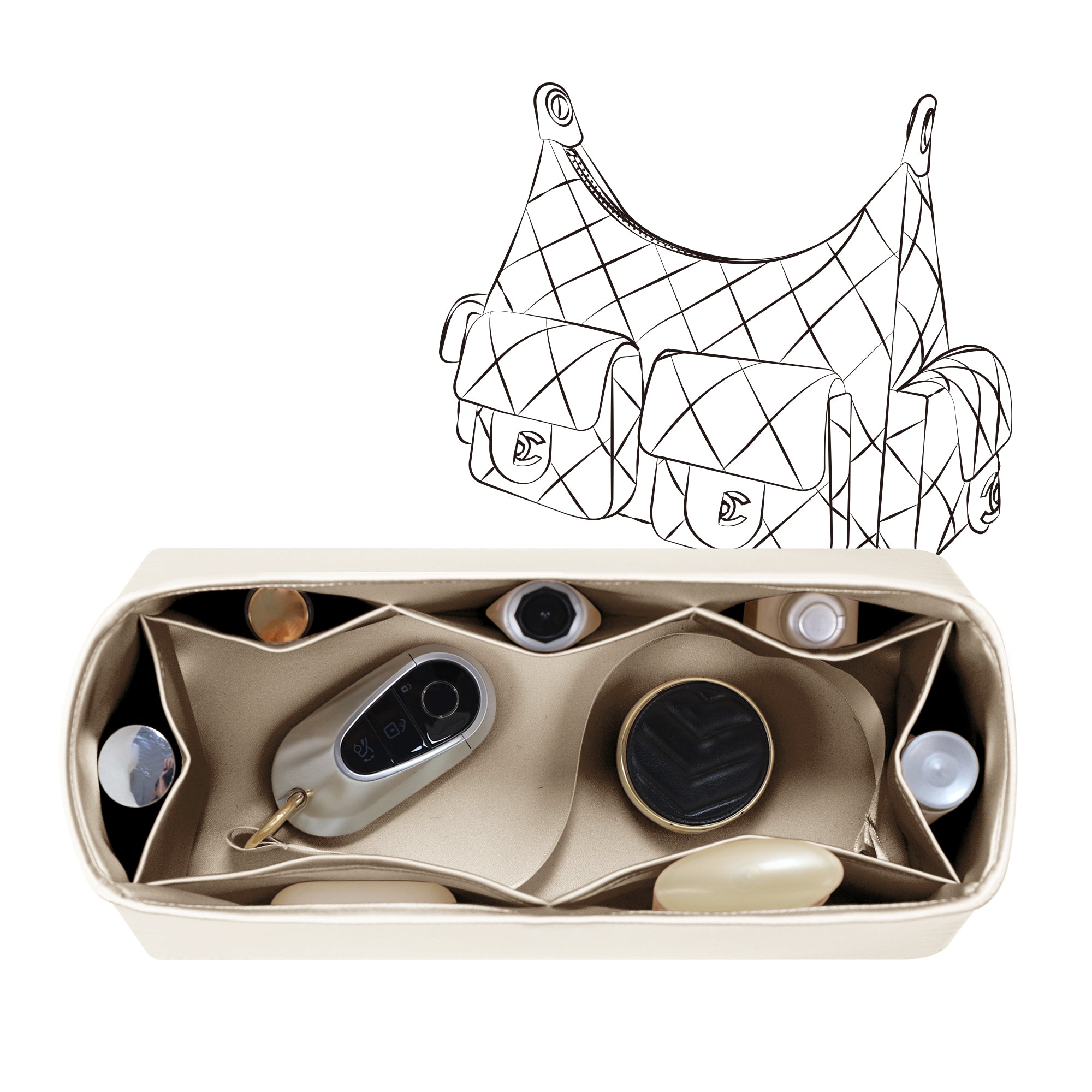 Silky Purse Insert Organizer 3 Set for Chanel 25C Hobo Bags, Silk Touch Bag Organizer, Luxury Handbag Shaper,Lightweight